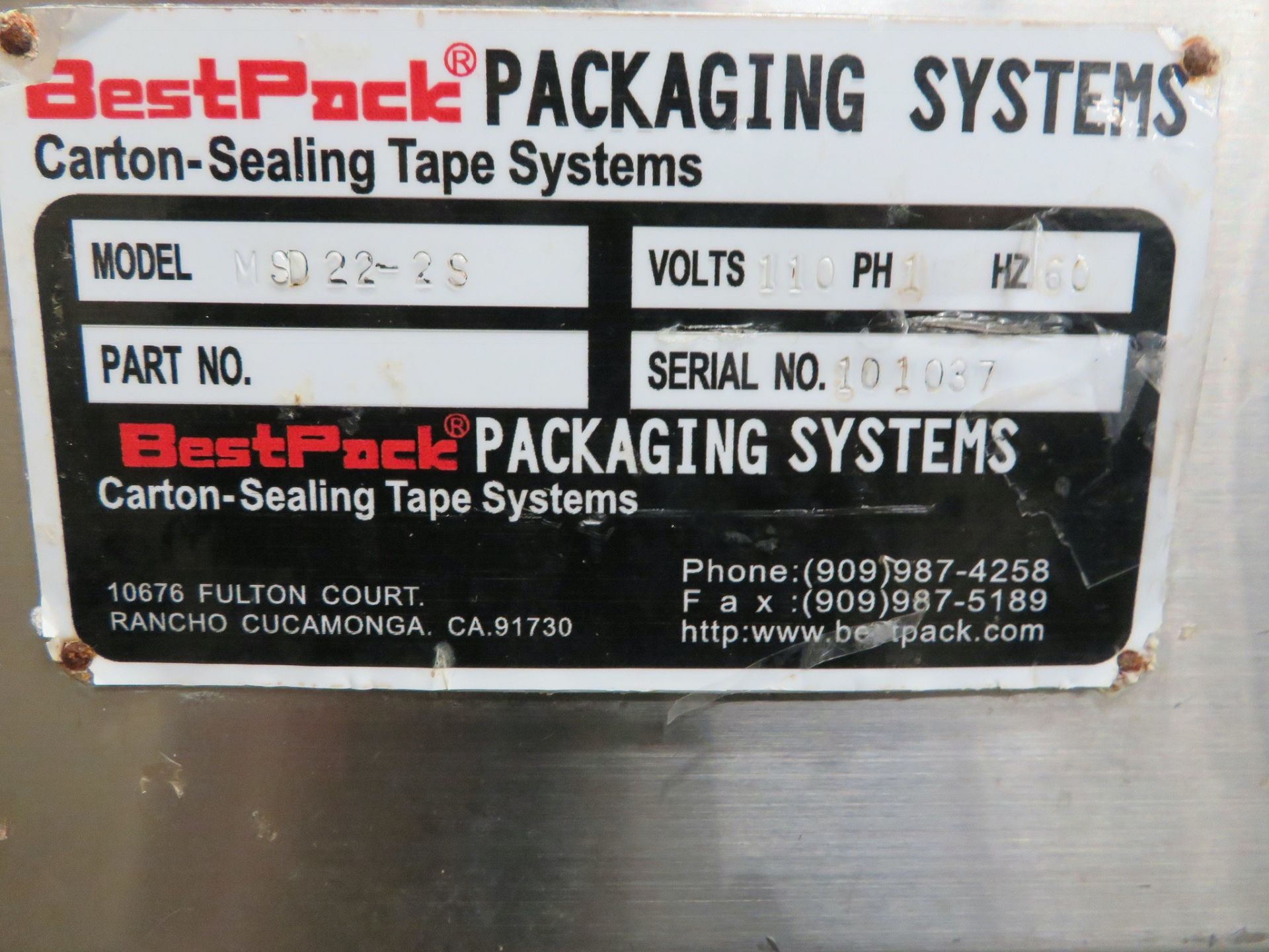 Best Pack Model MSD22-2S Case Sealer, Stainless Steel, S/N: 101037 | Rigging Fee: $100 - Image 2 of 2