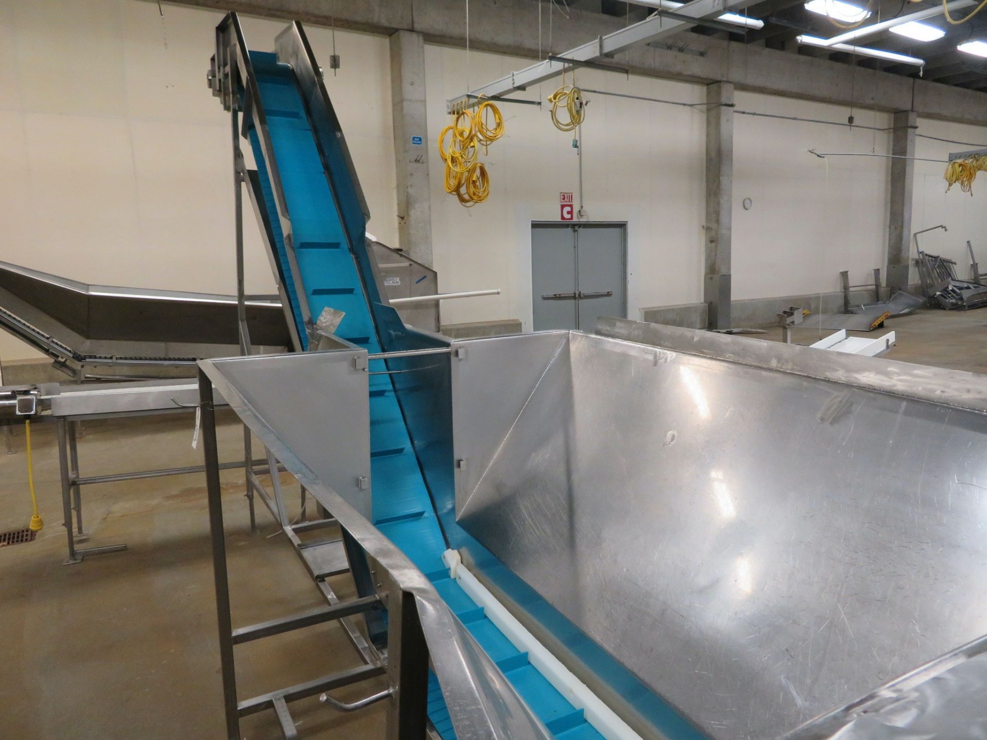 Stainless Steel Hopper Conveyor, 111" Discharge Height, 12" Plastic Belt | Rigging Fee: $500 - Image 2 of 2