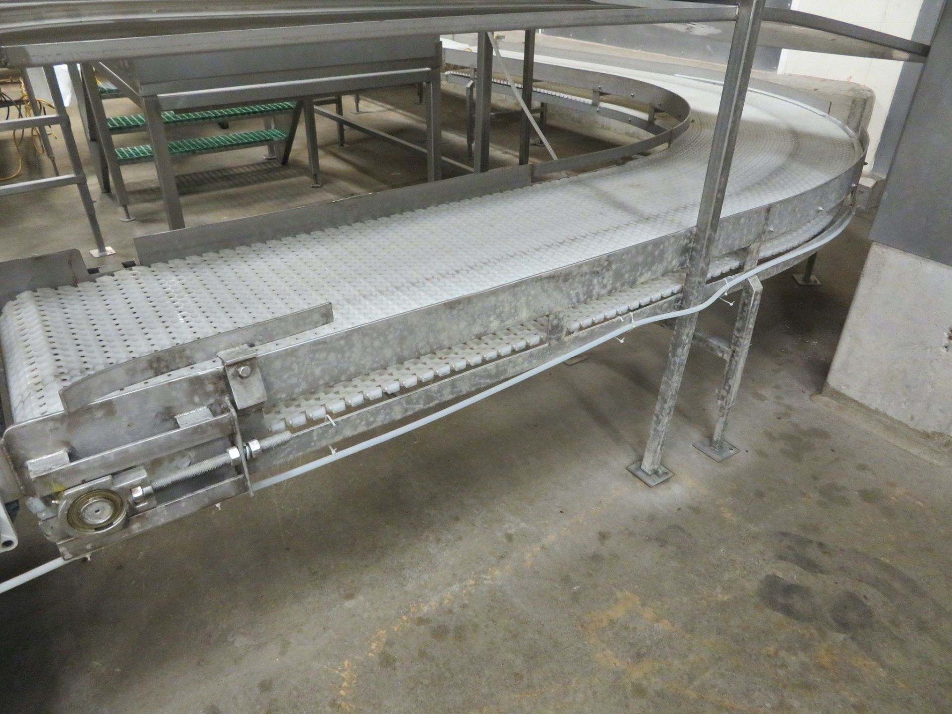 Stainless Steel Conveyor, 24"W Belt x 22' Long, 90 Deg Turn | Rigging Fee: $300