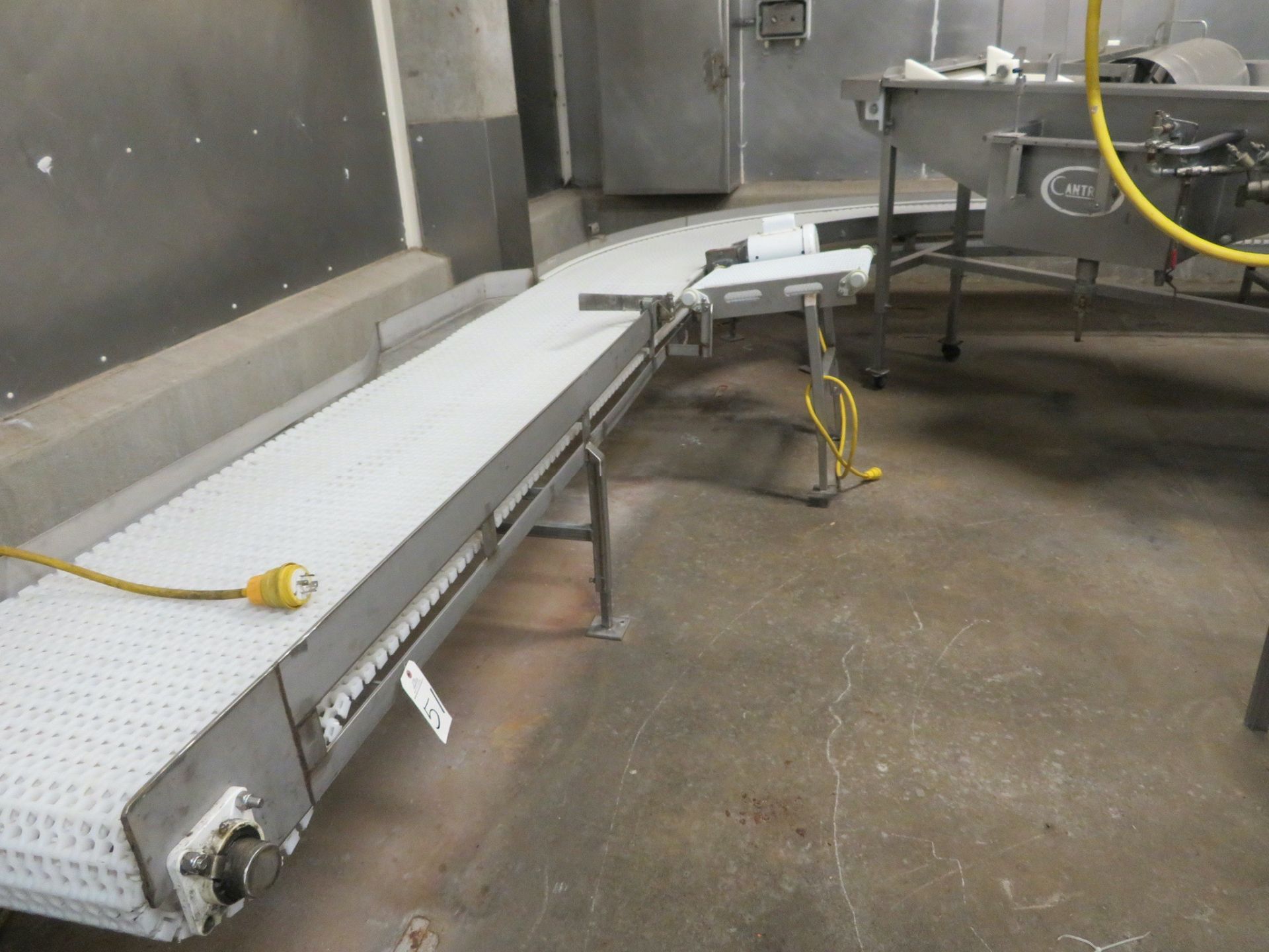 Stainless Steel Conveyor, 24"W Belt x 24' Long, 90 Deg Turn, Side Discharge | Rigging Fee: $300