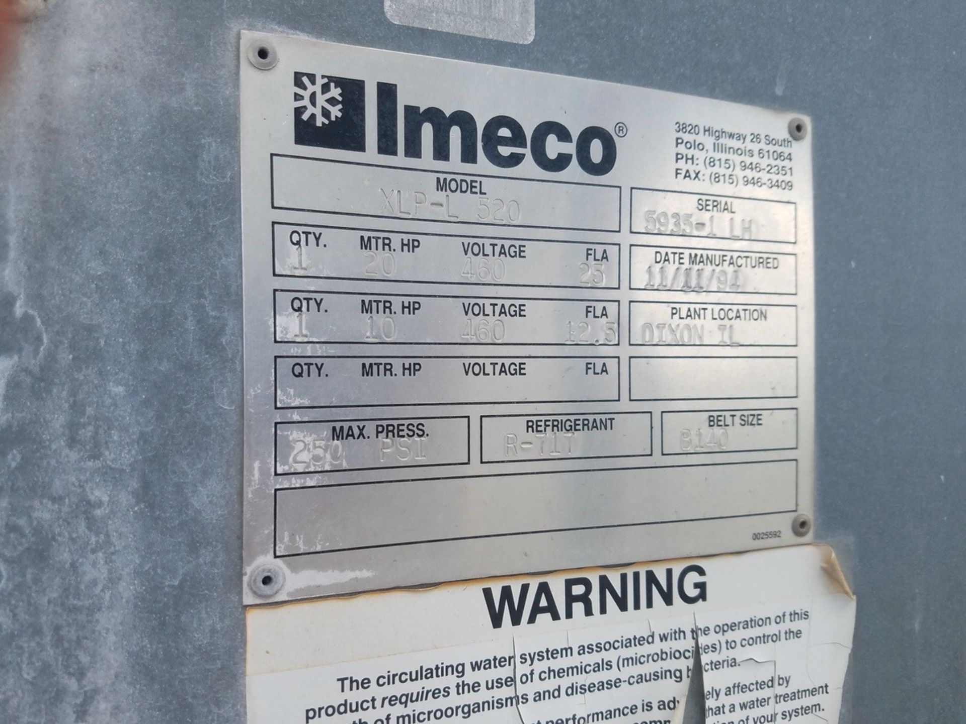 Imeco Cooling Tower, M# XLP-L 520 | Rigging Fee: $4500 - Image 2 of 2