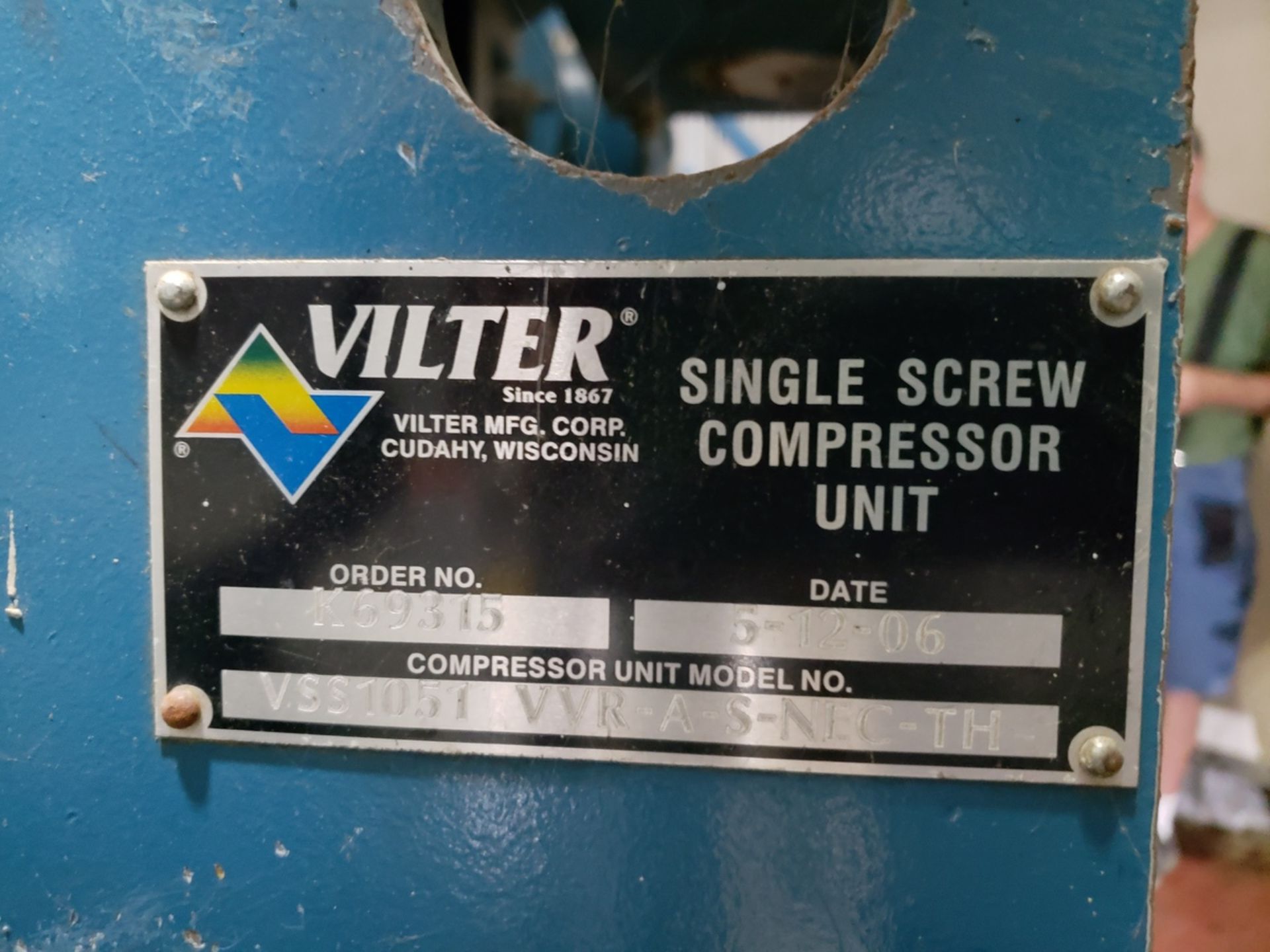 Vilter Rotary Screw Ammonia Compressor 460 Volt 3ph 450 HP, M# VSS1051VVR-A-S-NEC-TH | Rigging Fee.. - Image 2 of 4