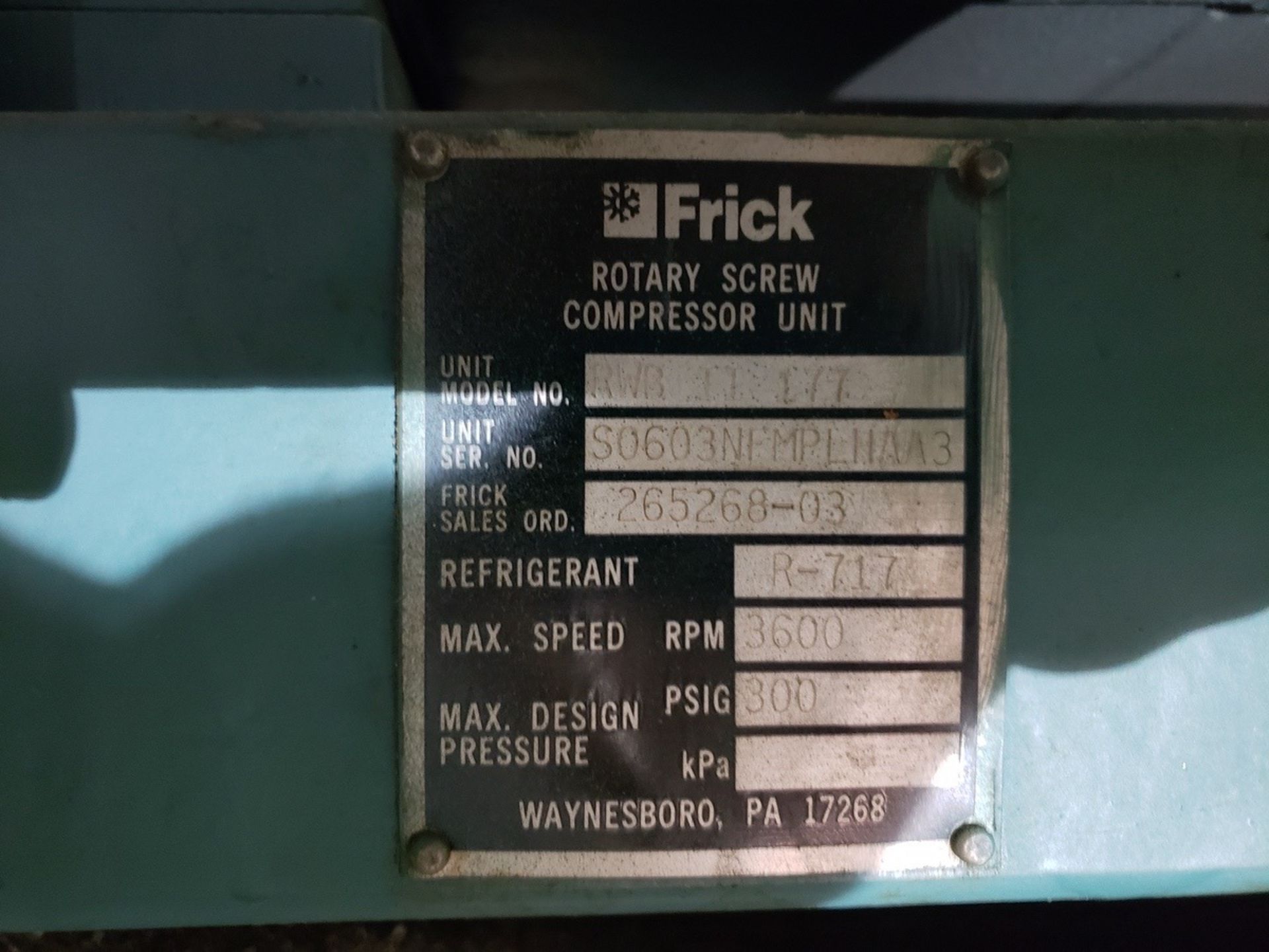 Frick Rotary Screw Ammonia Compressor 460 Volt 3ph 400 HP, M# RWB II 177 | Rigging Fee: $2150 - Image 2 of 4