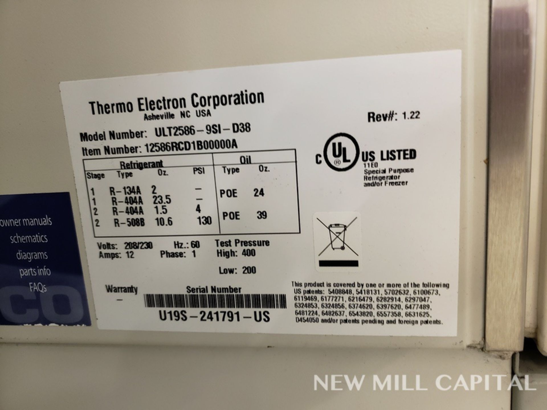 Revco, Ultra-Low Upright Freezer, M# ULT2586-9SI-D38 - Image 2 of 3