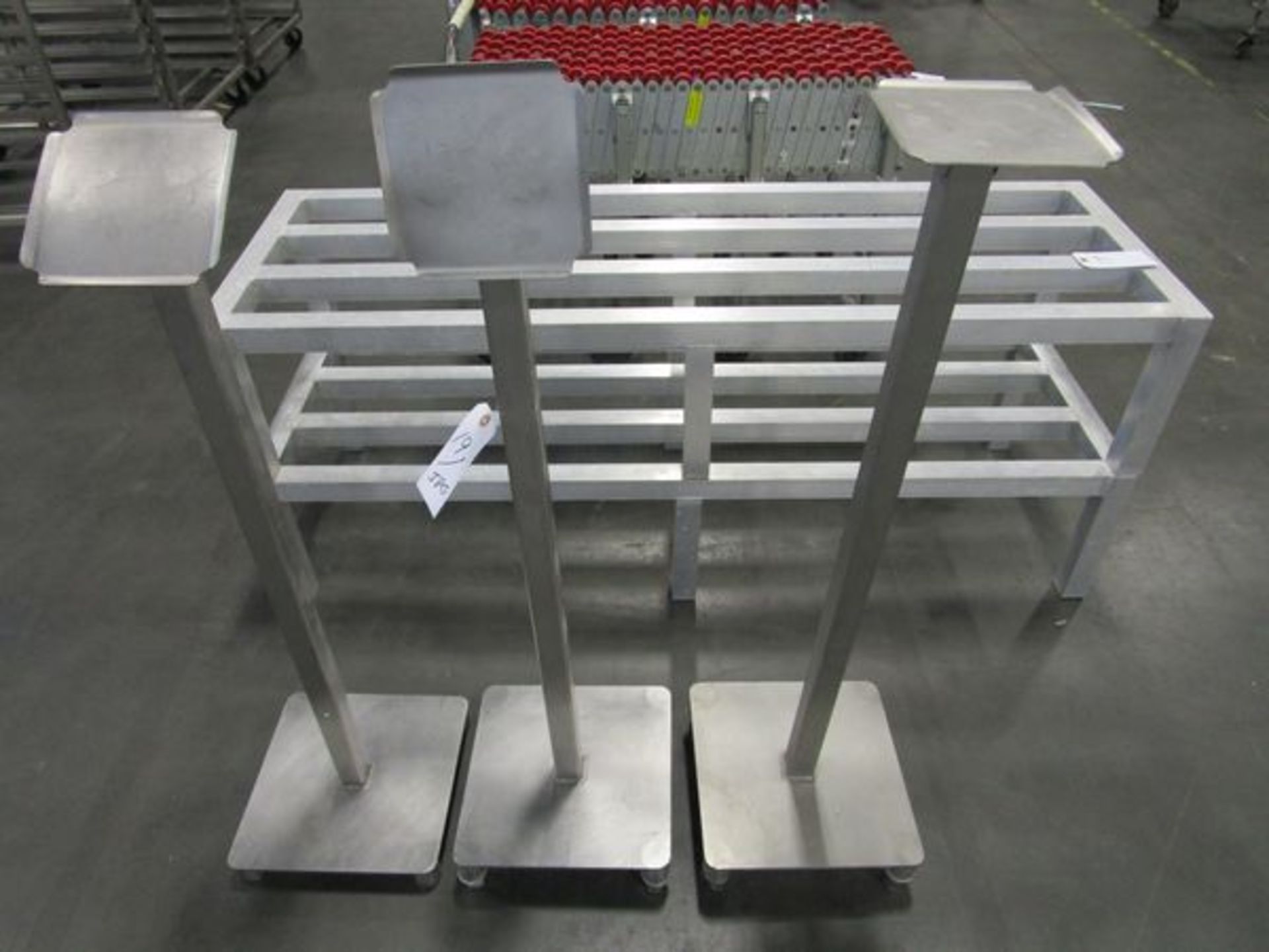 Lot (3) Stainless Steel Monitor Stands & (2) Alum Benches | Rigging Fee: $25