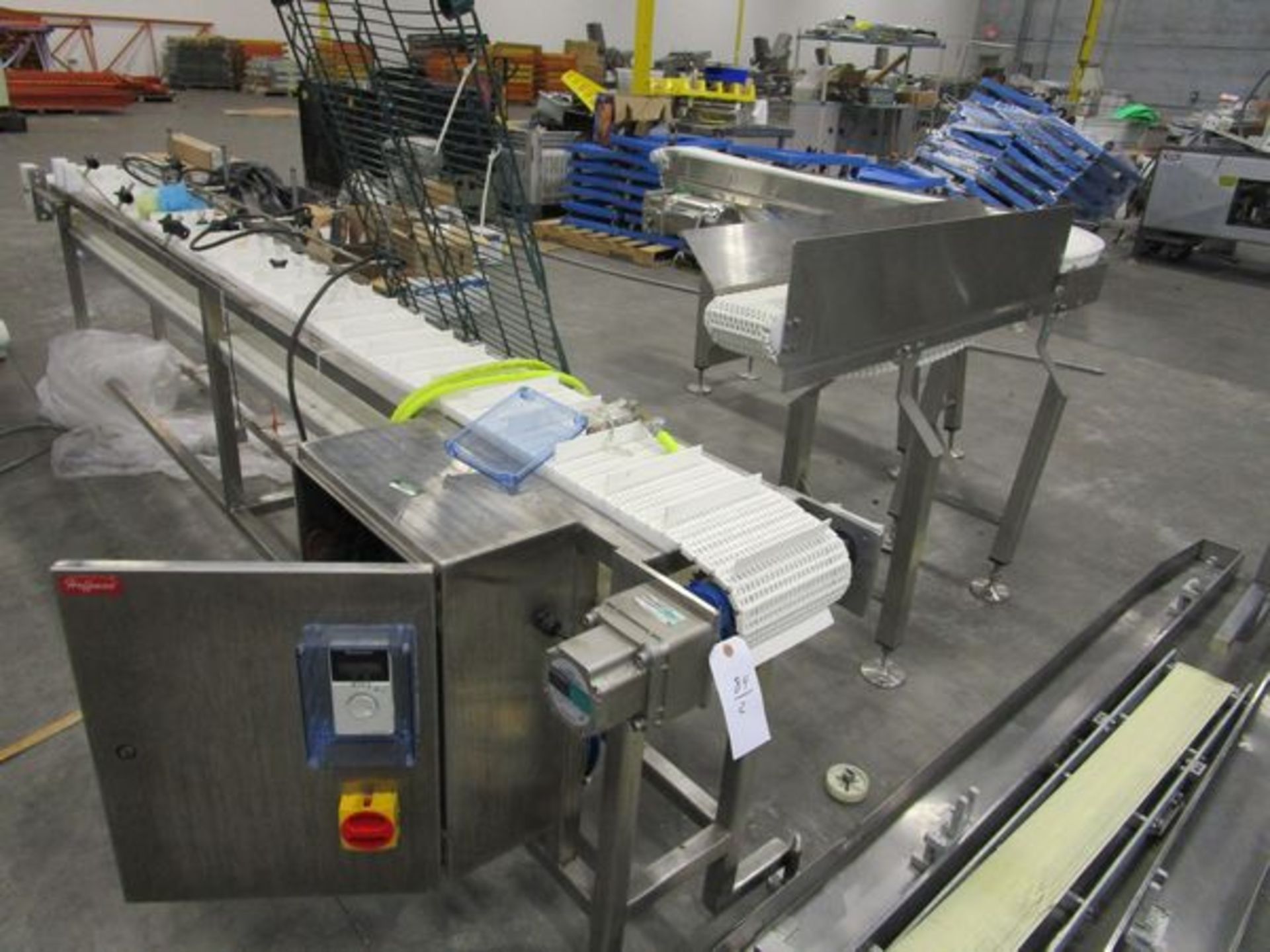 Lot (2) Stainless Steel Conveyors 8" x 10' Straight, 6" Belt 90 Degree Secti | Rigging Fee: $150