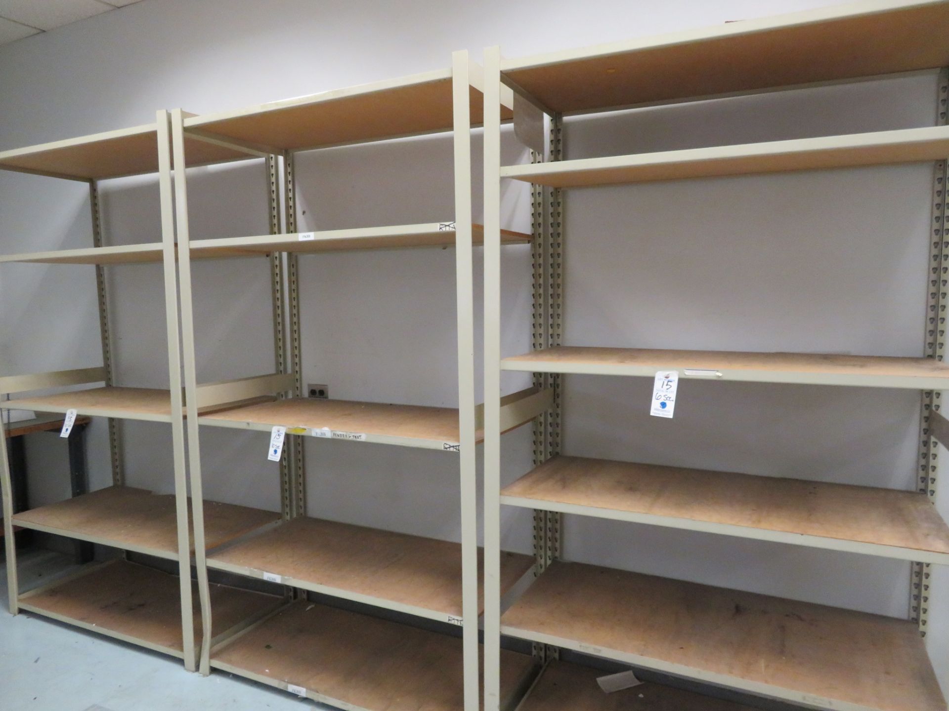 (6) Sections Of Metal Shelving Width: 48" Height: 88" Depth: 24"