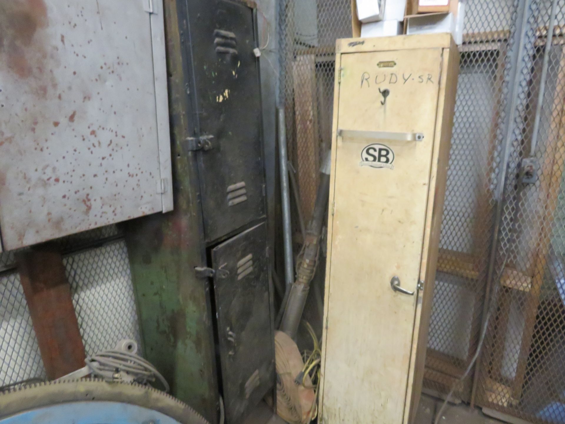 {LOT} Large Qty In Back Cage c/o: Fixtures, Tools, Compressors, Etc. - Image 9 of 14