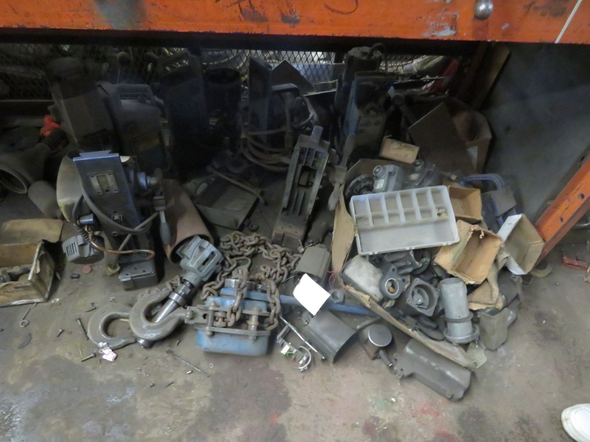 {LOT} Large Qty In Back Cage c/o: Fixtures, Tools, Compressors, Etc. - Image 2 of 14