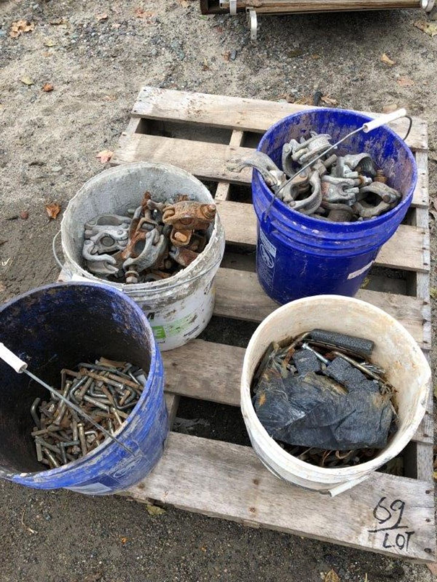 (Lot) (4) Buckets of Clamps Pins Etc.