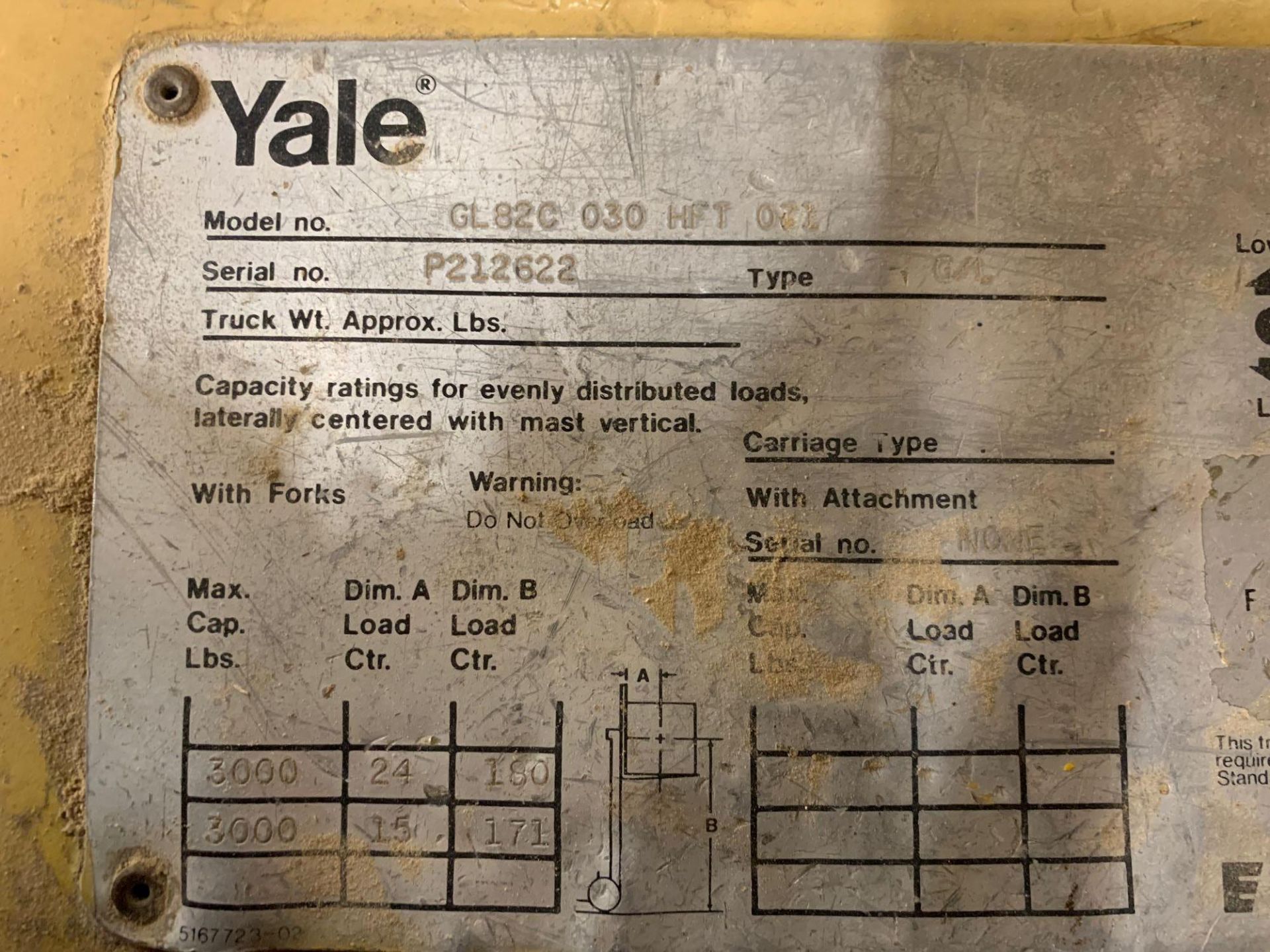 Yale propane forklift 6,181 hours.  Delivery of the forklift to the buyer will not occur prior to 4: - Image 3 of 3