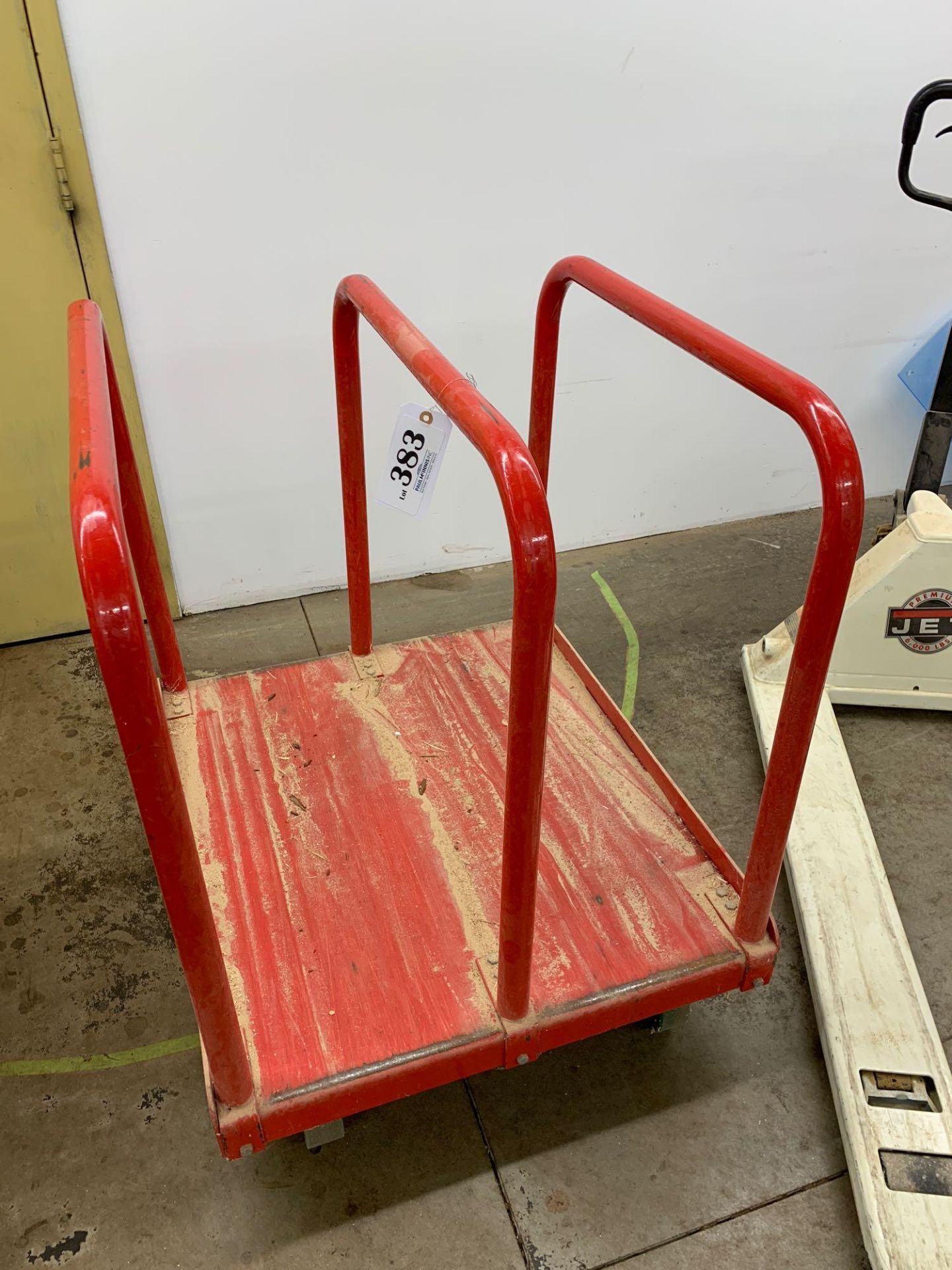 Red metal rolling cart