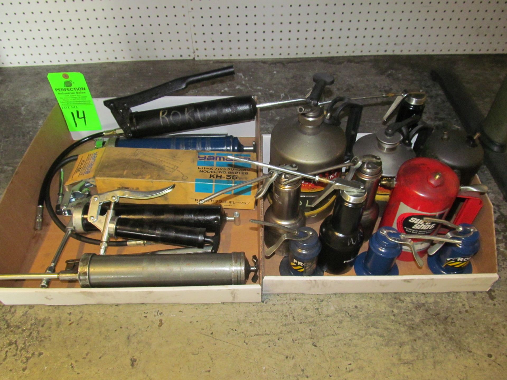 Lot of Assorted Grease Guns & Oil Cans