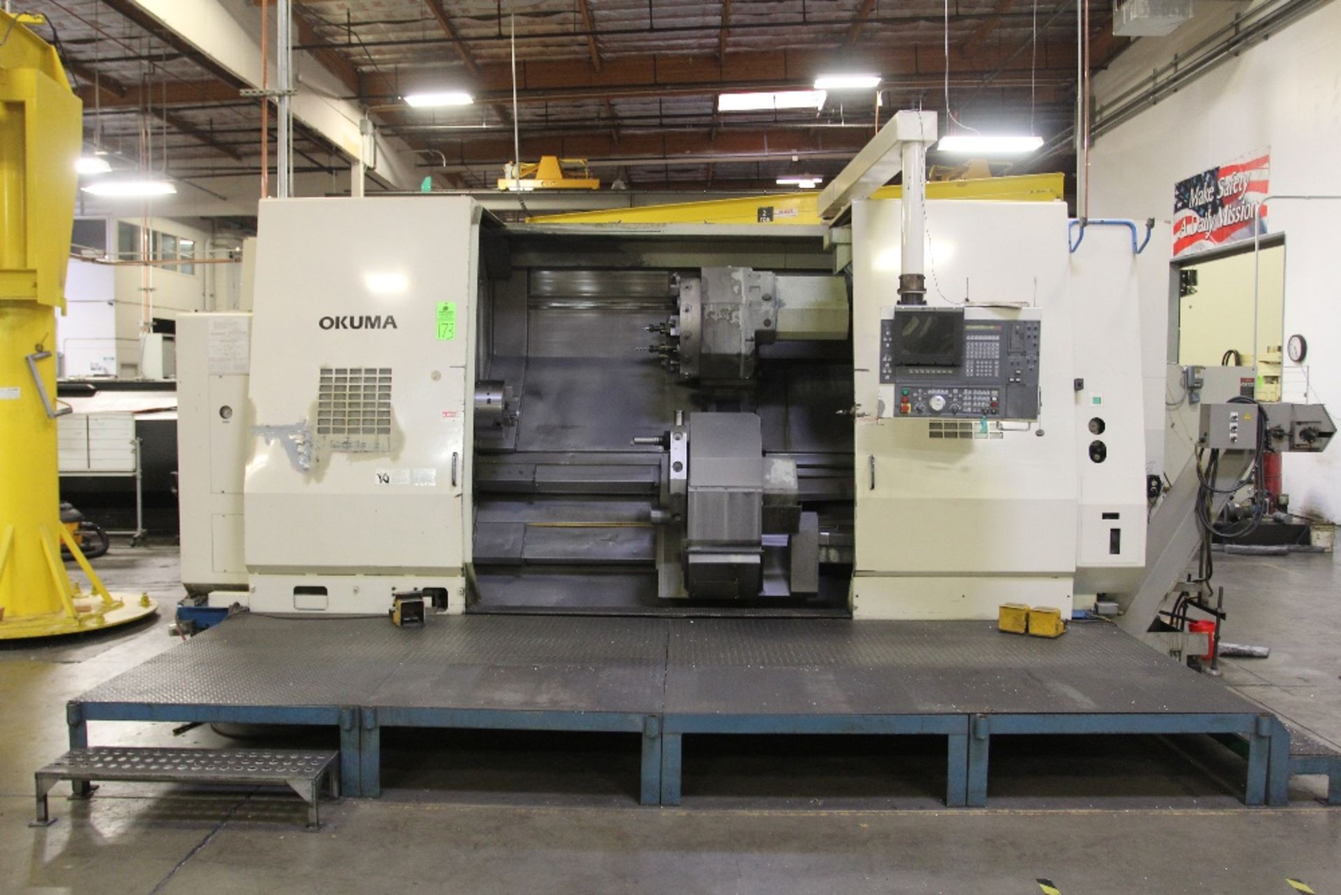 1995 OKUMA LU-45M 4-Axis CNC Lathe, s/n 0024, 12-Position Turret, 9-Position Sub Turret, 15" 3-Jaw - Image 3 of 8