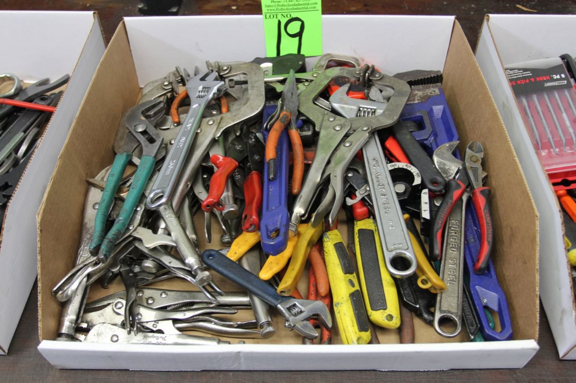 Lot of Assorted Pipe Wrenches, Adjustable Wrenches, Vise Grips and Channel Locks