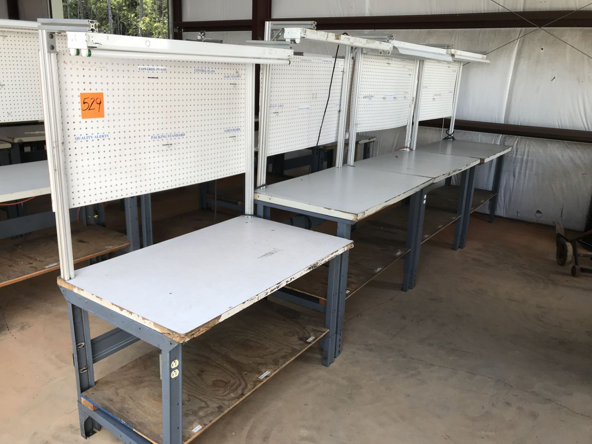 Lot of (4) Work Benches w/ Lights