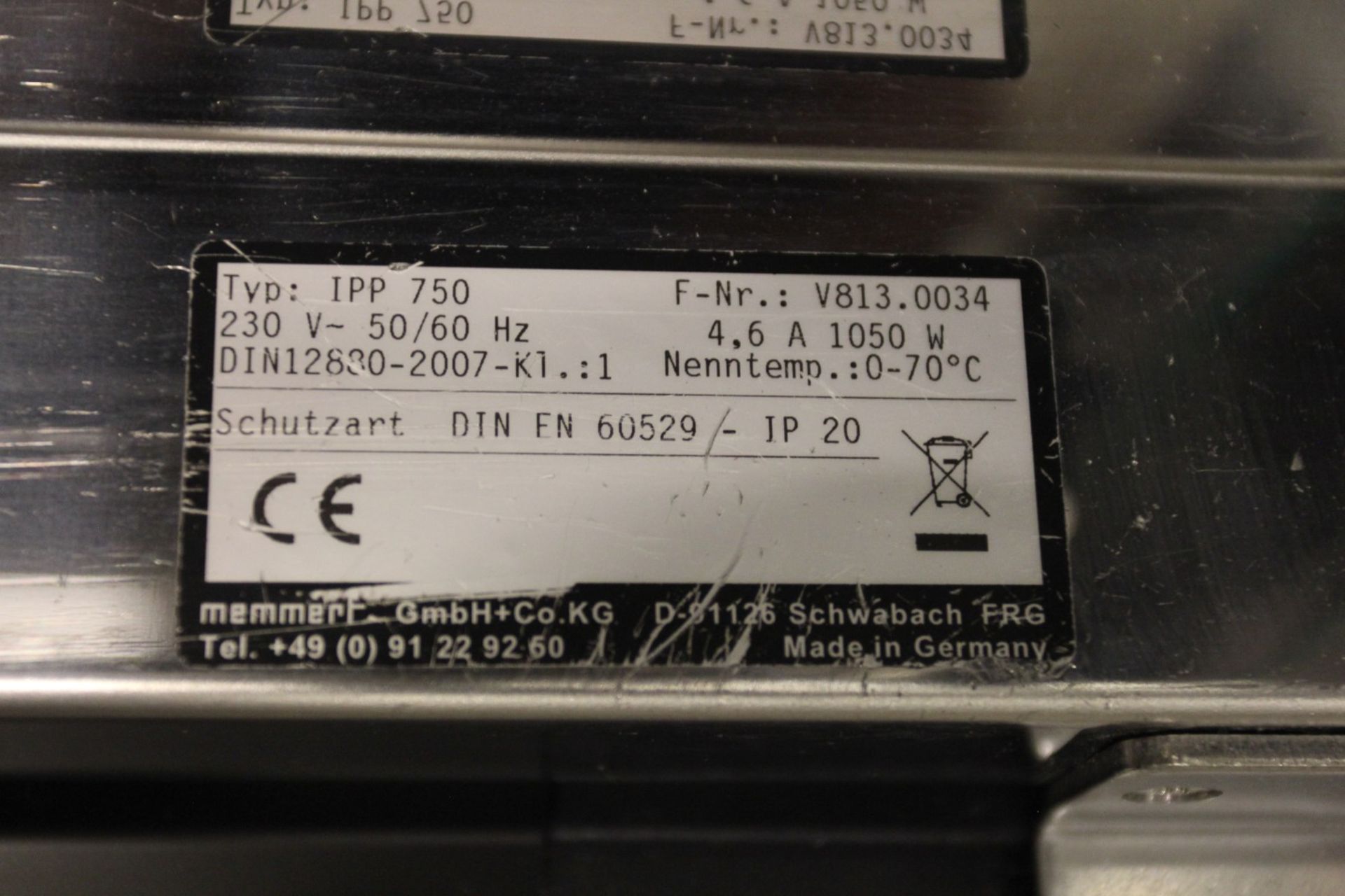 Memmert IPP 750 Incubator, s/n V813.0034, 70 Degree Celcius Max Temp - Image 5 of 5