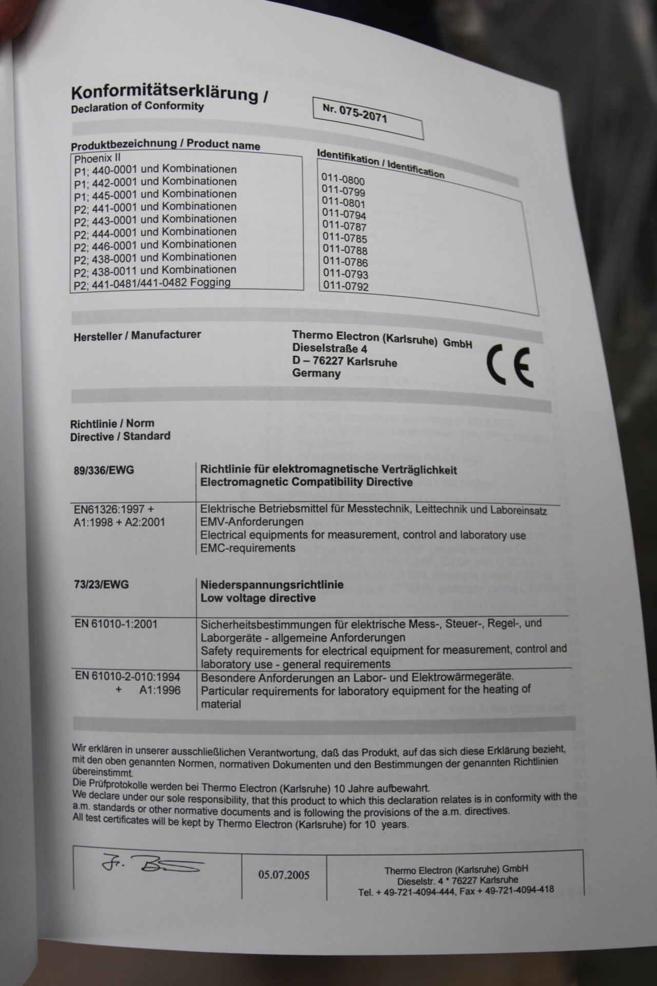 2005 Haeke Phoenix Cryostat P2-CT50W RX w/Thermo Electron 003-6634 Controller, s/n BU 070356, -50 to - Image 3 of 10