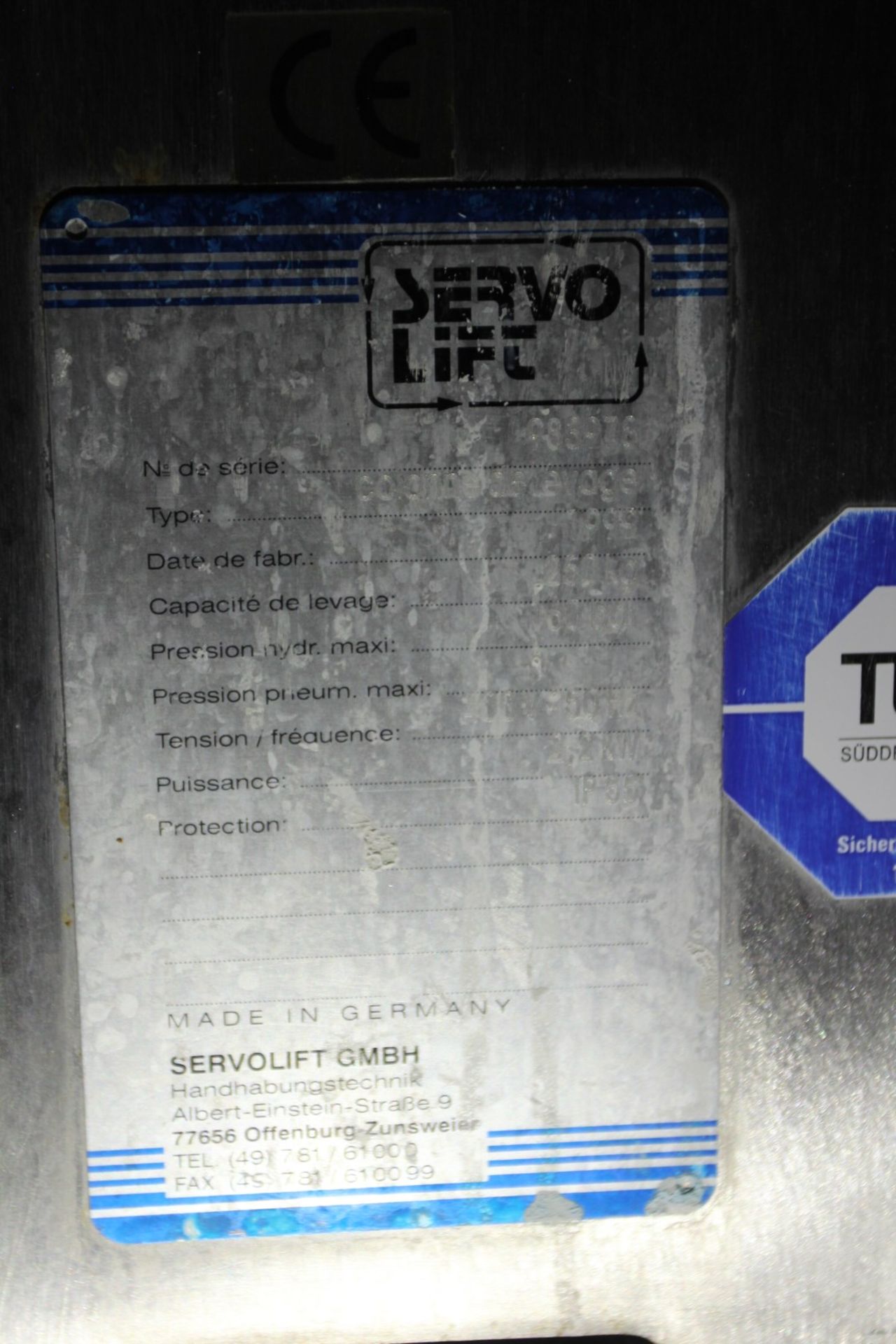 1999 Servo Lift Colonne de Levage (Lifting Column), s/n 983978, 250 kg Capacity, 160 bar Max Hyd - Bild 8 aus 8
