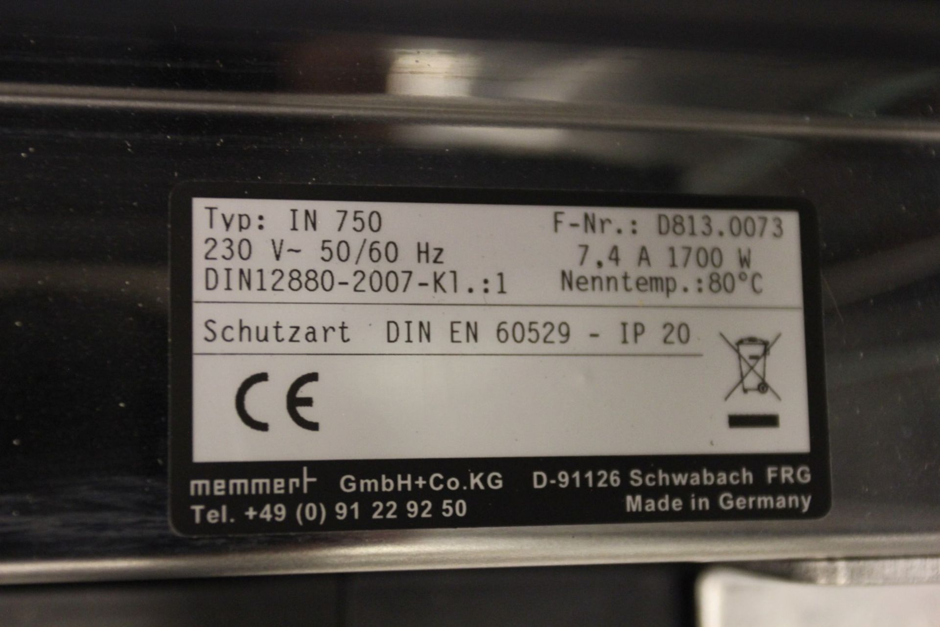 Memmert IN 750 Incubator, s/n B813.0073, 80 Degree Celcius Max Temp - Bild 4 aus 4