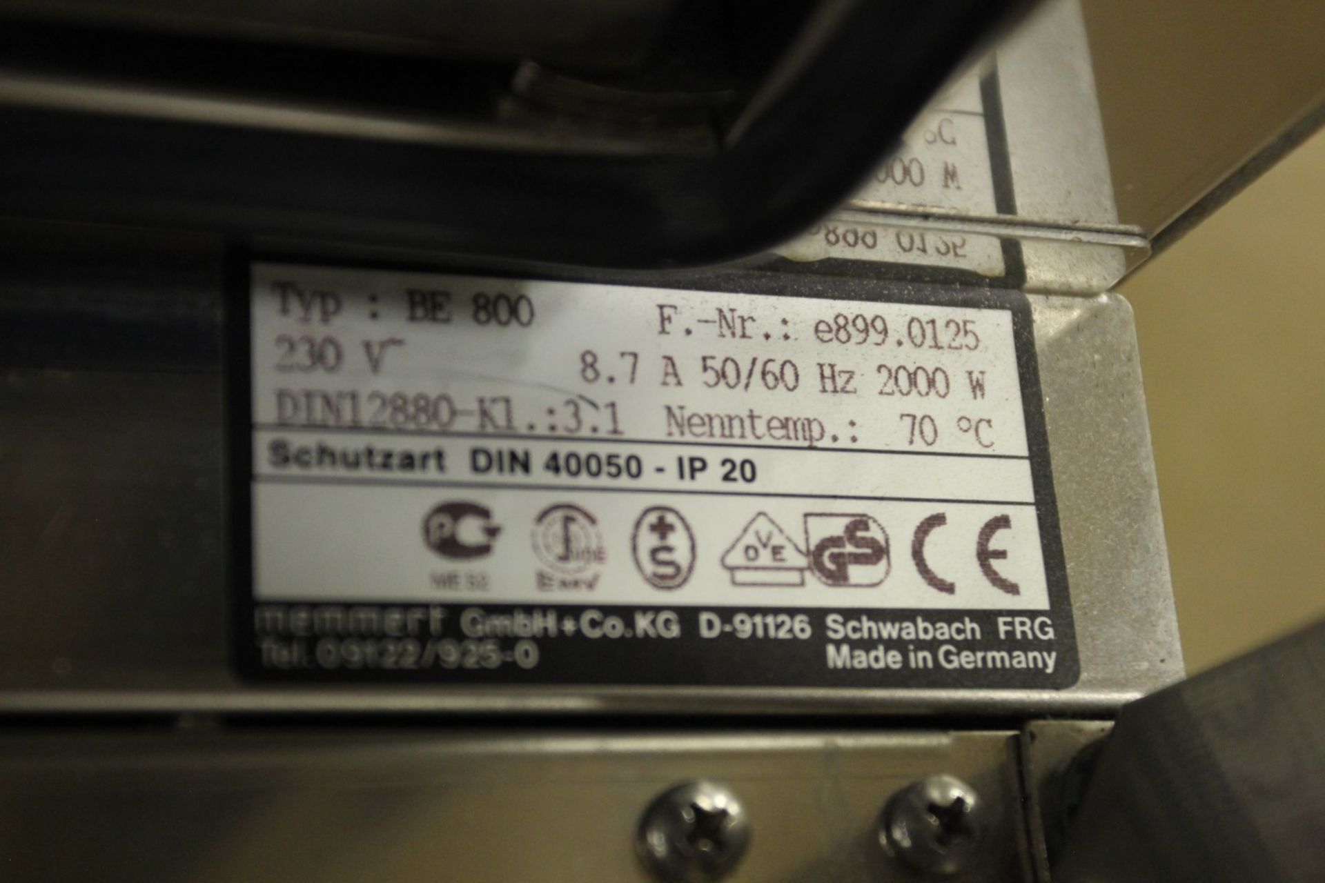 Memmert BE800 Incubator, s/n e899.0125, 70 Degree Celcius Max Temp - Image 3 of 5