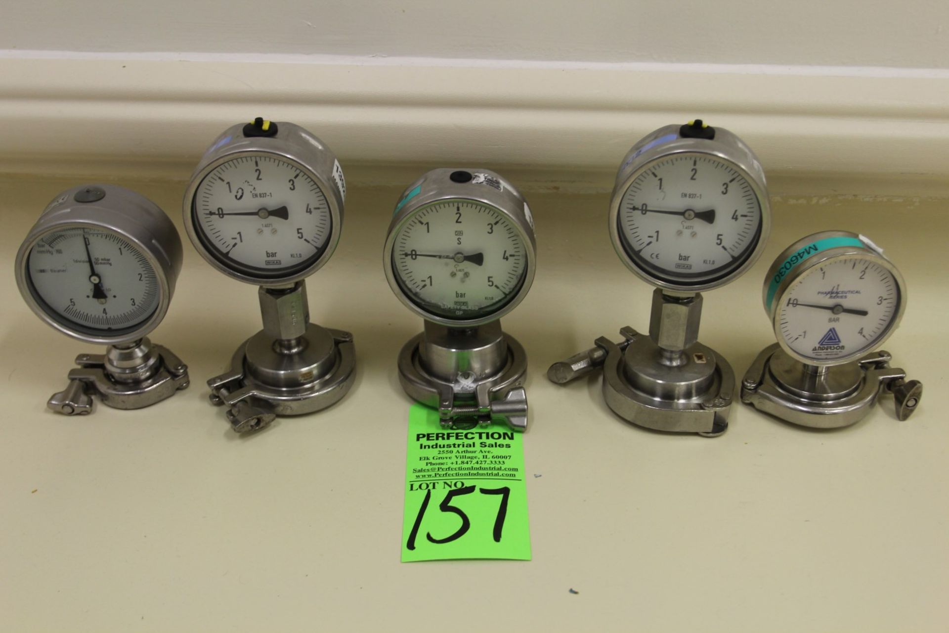 Lot of (5) Pressure Gauges