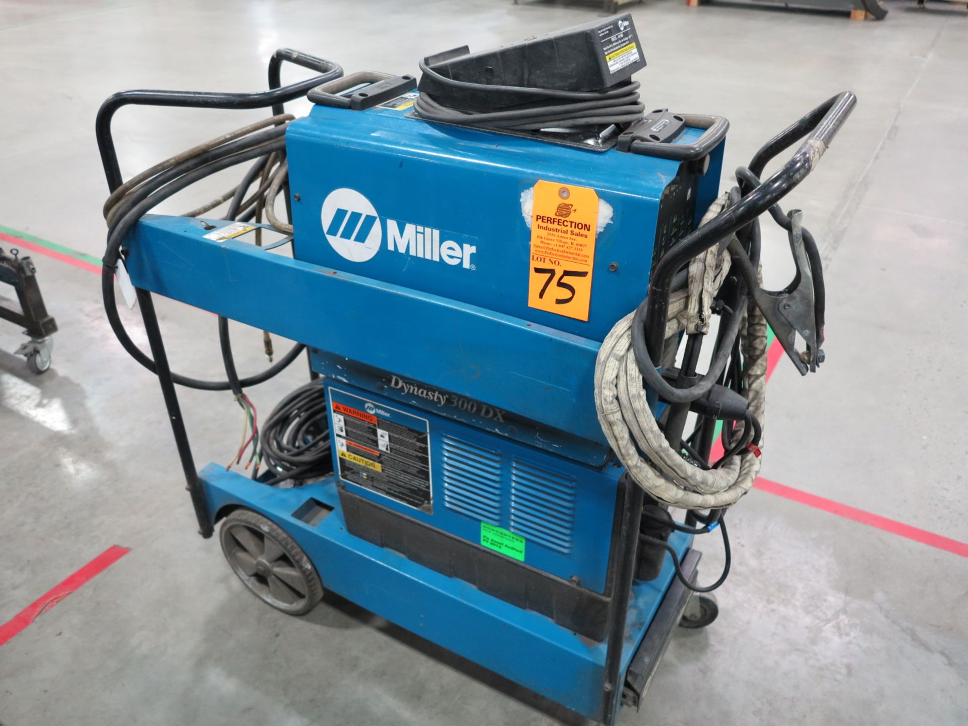MILLER Dynasty 300DX Power Source, s/n na, w/ Miller Chiller on Miller TIG Runner Cart