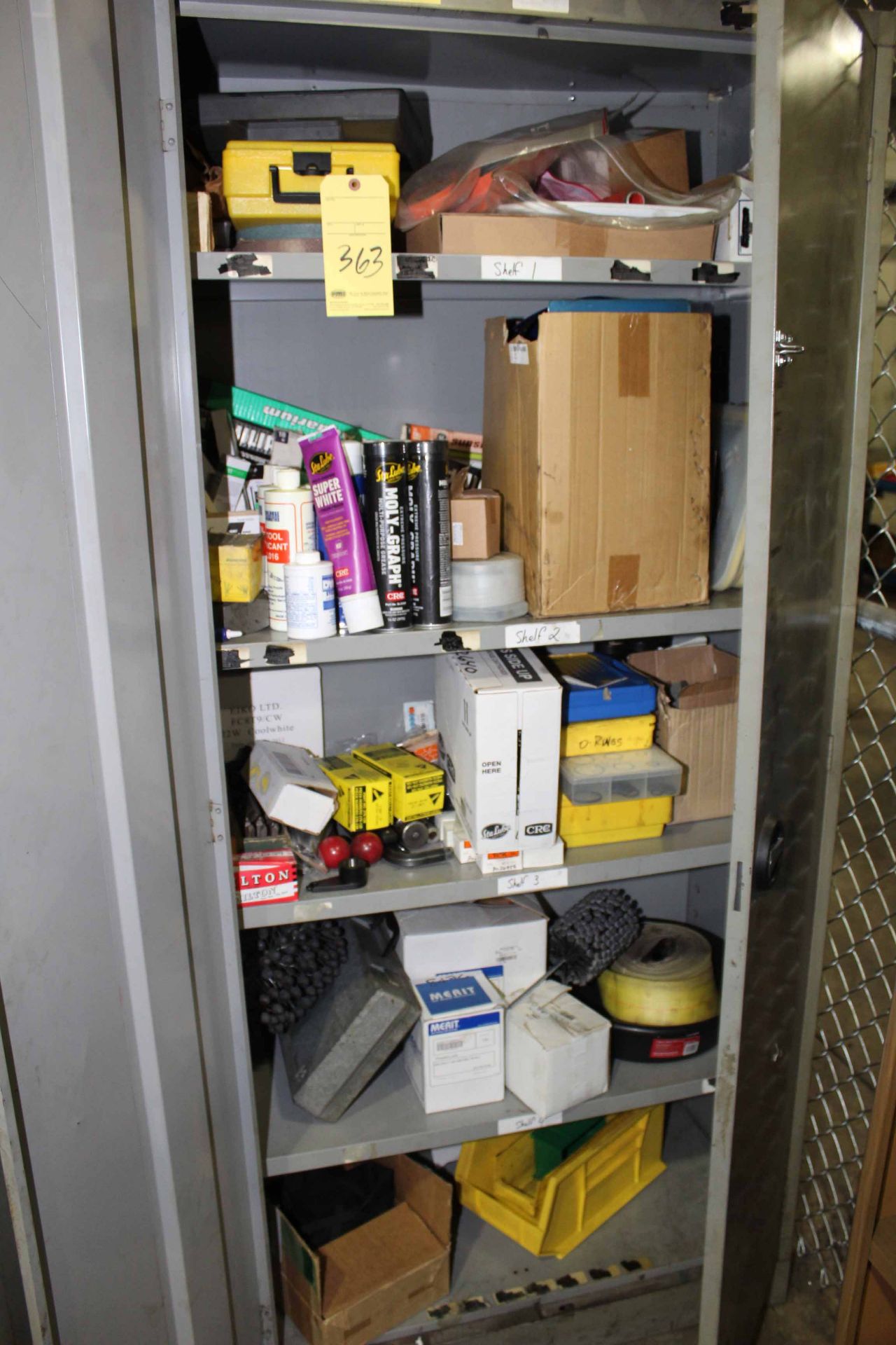 LOT CONTENTS OF CABINET: misc. shop hardware
