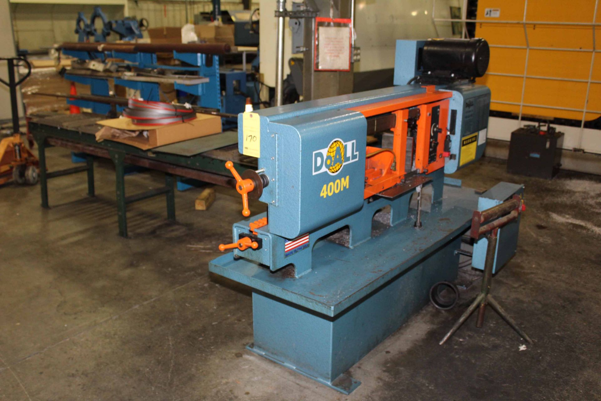 HORIZONTAL BANDSAW, DOALL MDL. 400M, new 10/2012, 1” blade, variable feed rate, 10’ infeed roller