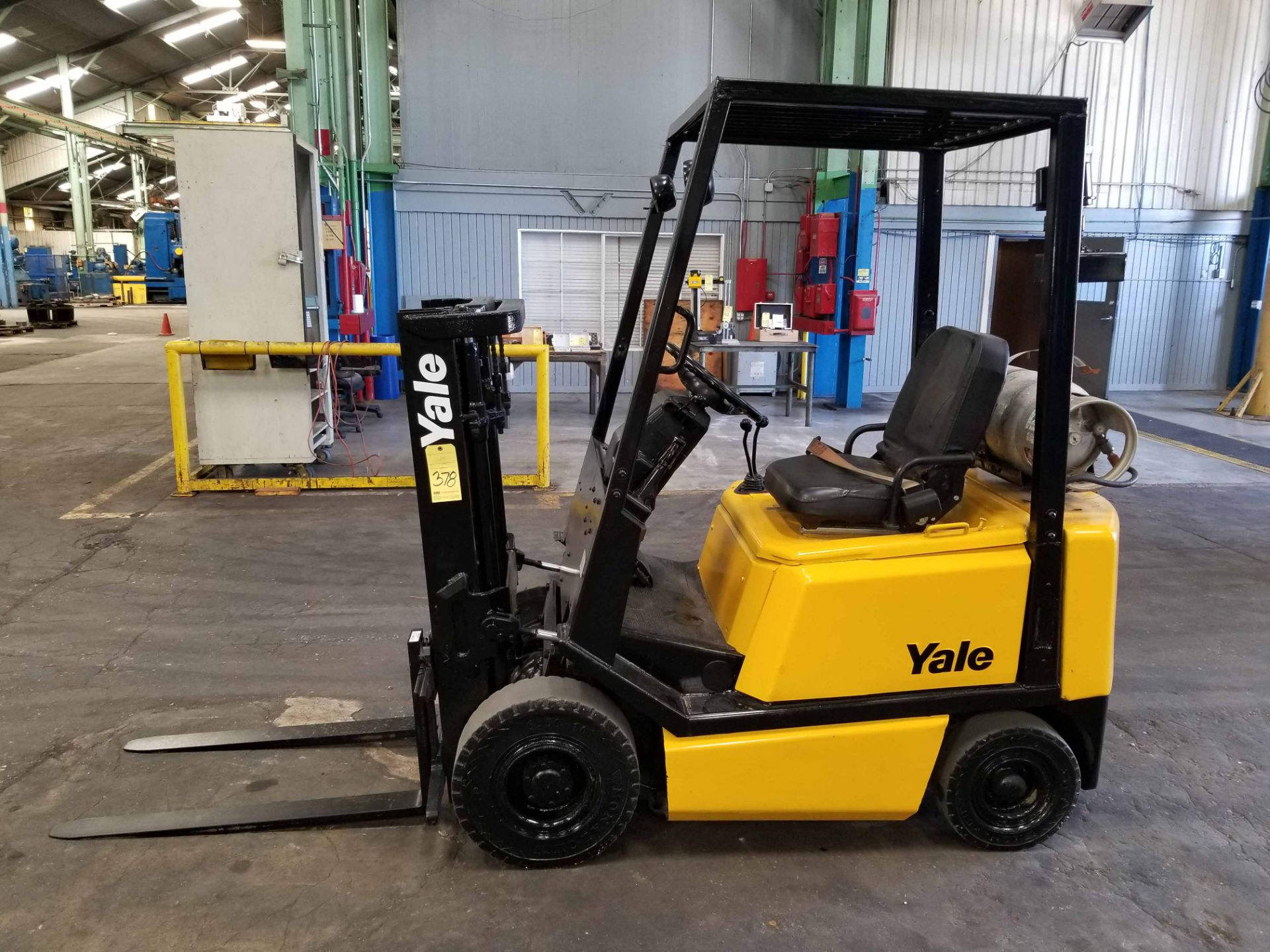 FORKLIFT, YALE 3,000 LB. CAP. MDL. GLP030, new 2004, LPG, 2-stage mast, 84” lift height, pneu. style