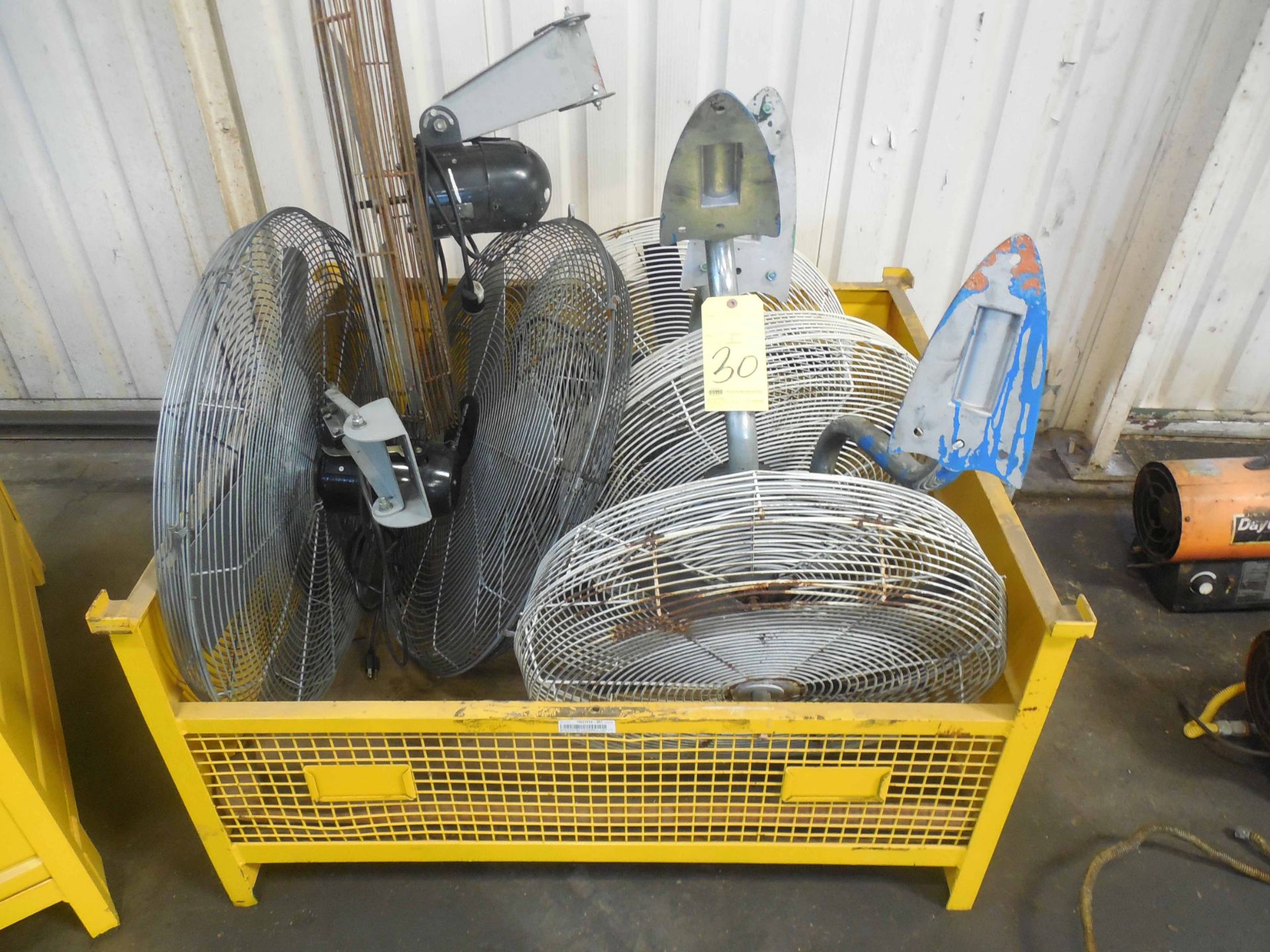 LOT OF WALL MOUNTED SHOP FANS (in one box)