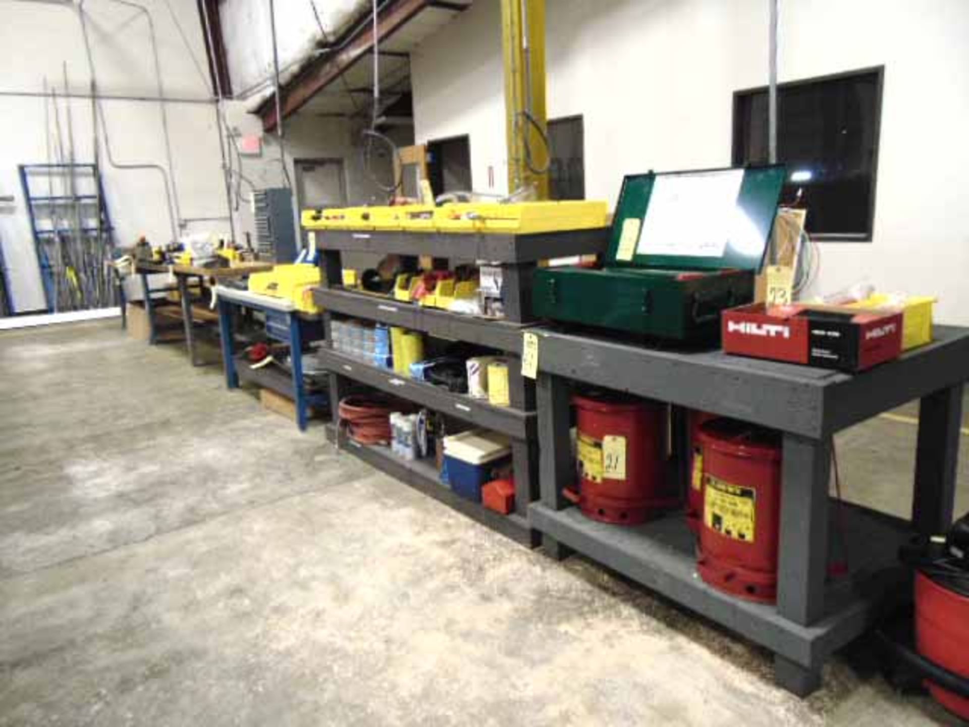 LOT OF WORKBENCHES (8), assorted (cannot be removed until contents have been taken)