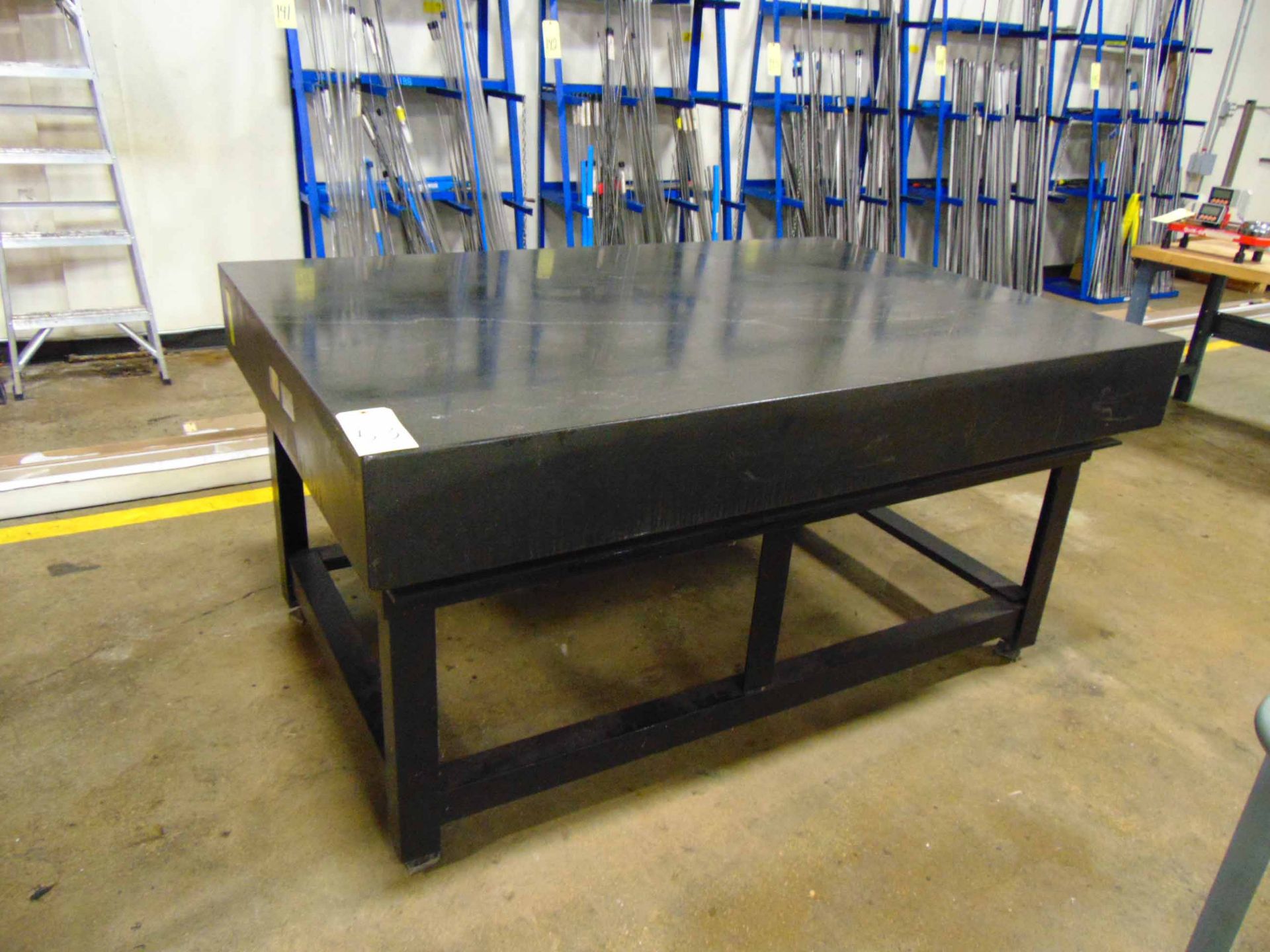 GRANITE SURFACE PLATE, 48” x 72” x 8” thk., Grade A, on fabricated steel stand - Image 2 of 3