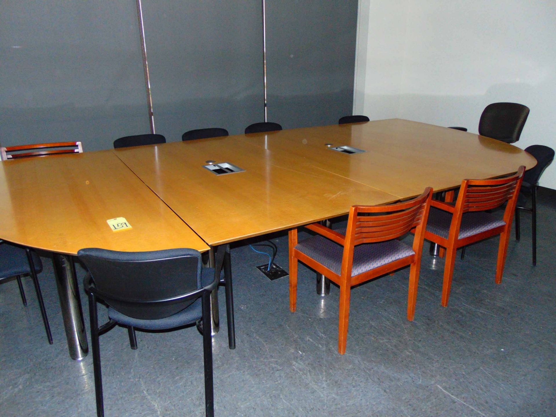 LOT OF OFFICE FURNITURE: conference table, chairs & cabinet