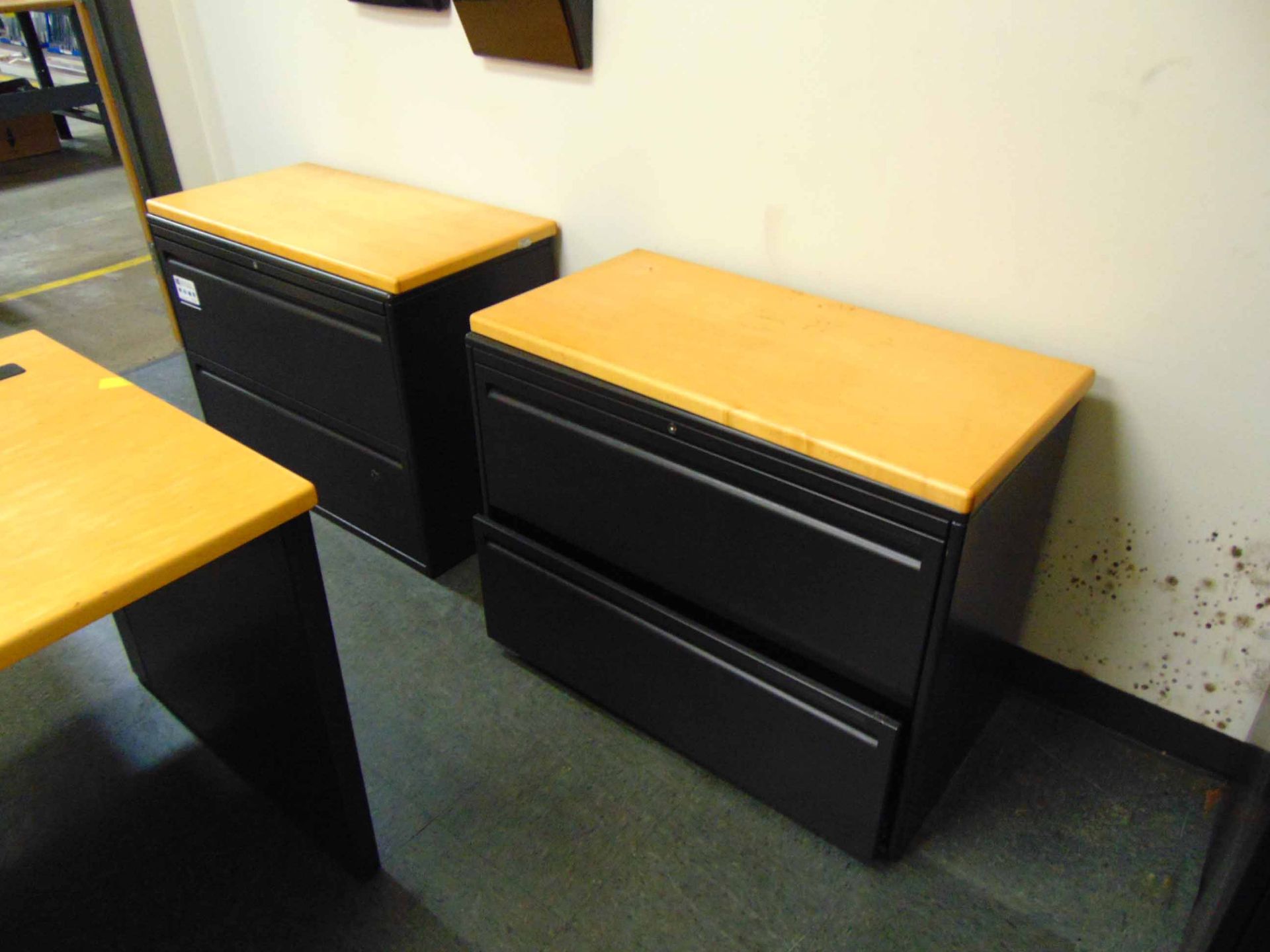 LOT OF OFFICE FURNITURE: L-shaped desk, (3) assorted file cabinets, bookcase & (3) chairs - Image 3 of 3