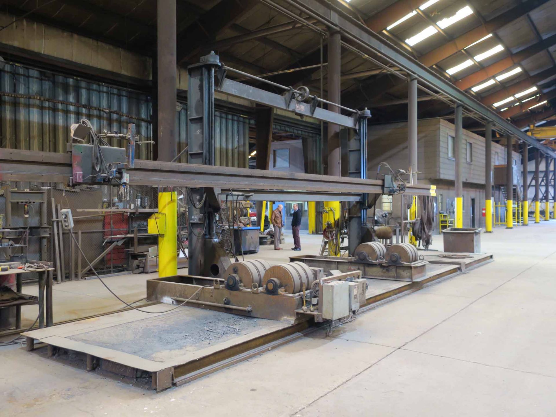 SIDE BEAM WELDER, WEBB MDL. U-10 CANTILEVER DESIGN, 44' rail length, approx. 78" reach, adj. rail