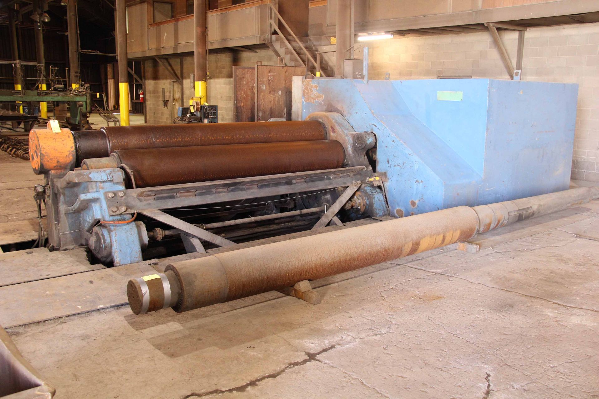 INITIAL PINCH PLATE BENDING ROLL, WEBB 10' X 1-3/16" MDL. 18L2, 19" top roll, air drop end, pwr. - Image 2 of 6