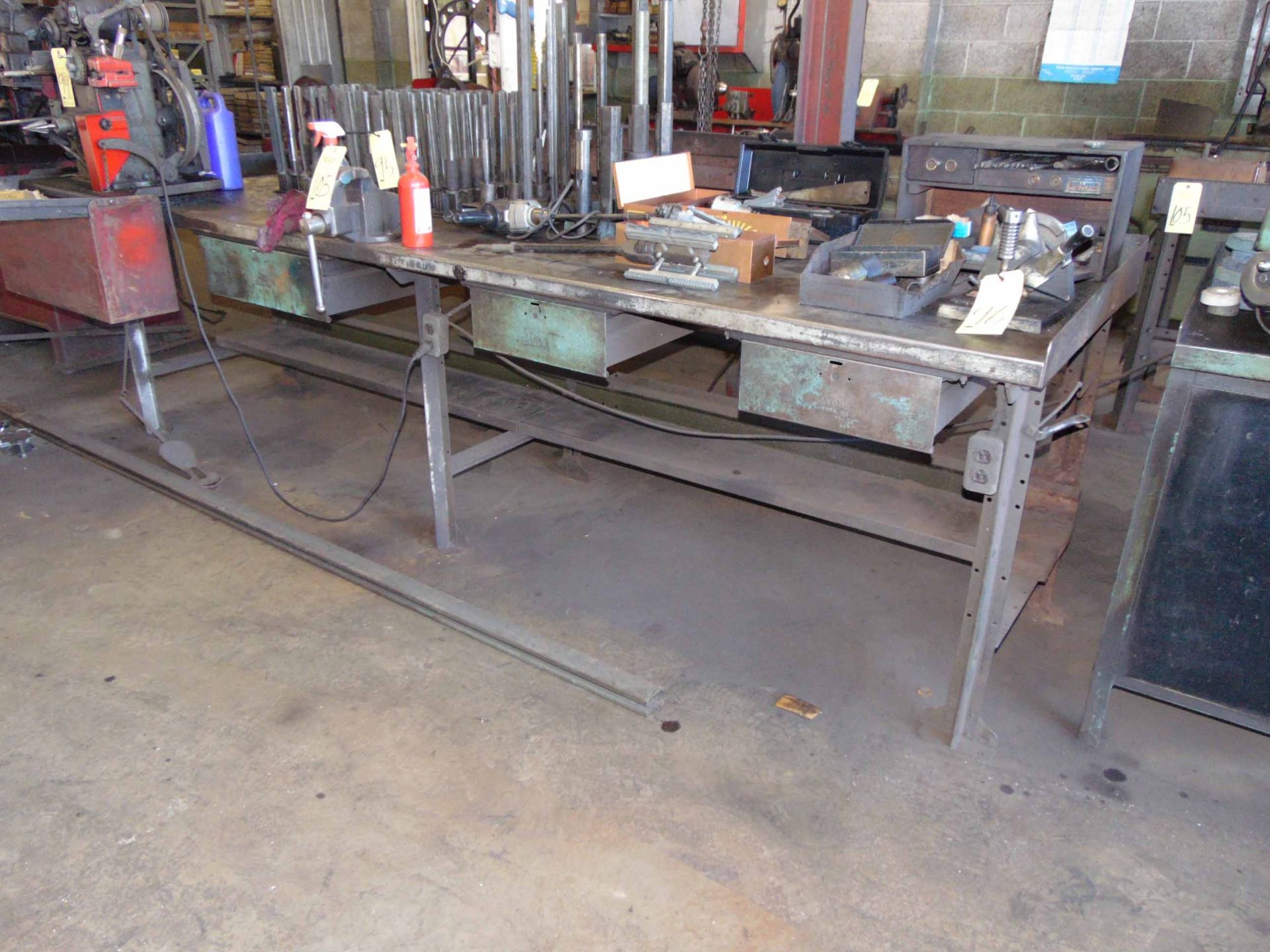 LOT OF STEEL WORK BENCHES (4), (cannot be removed until empty) - Image 2 of 4