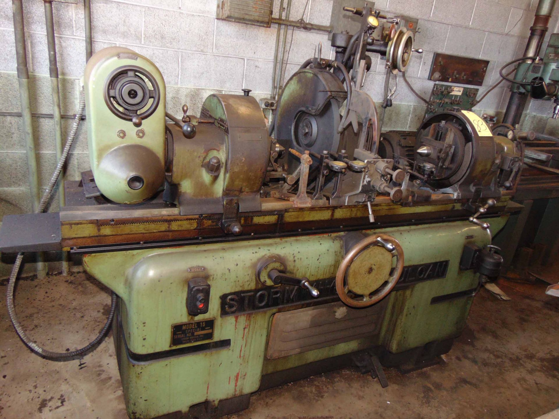 CRANKSHAFT GRINDER, STORM VULCAN MDL. 15C, 15" sw. over table, 48" dist. btn. centers, 6" stroke,