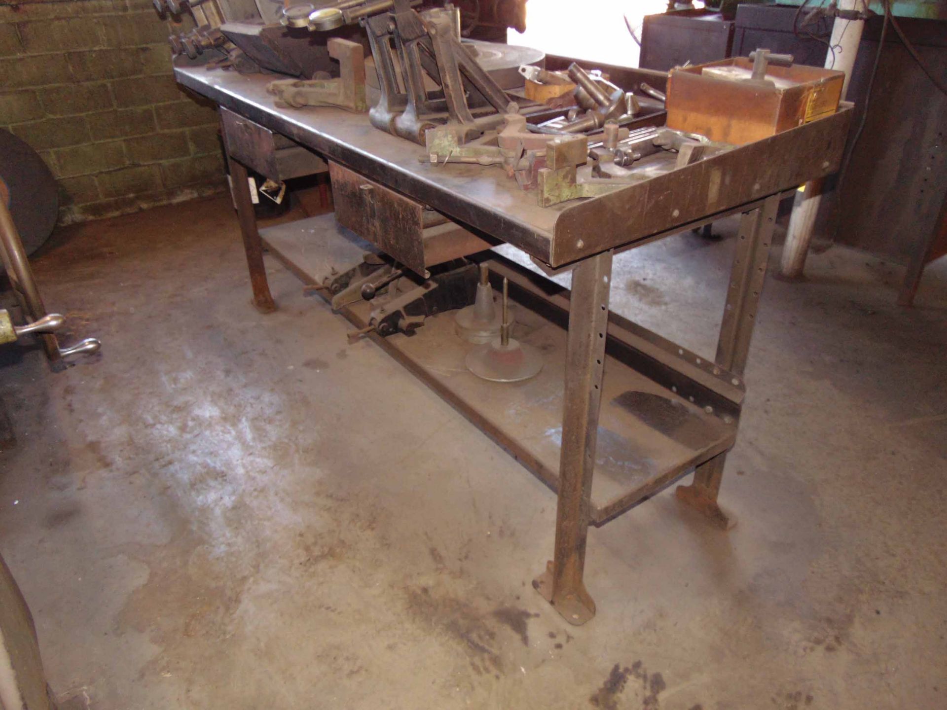 LOT OF STEEL WORK BENCHES (4), (cannot be removed until empty)