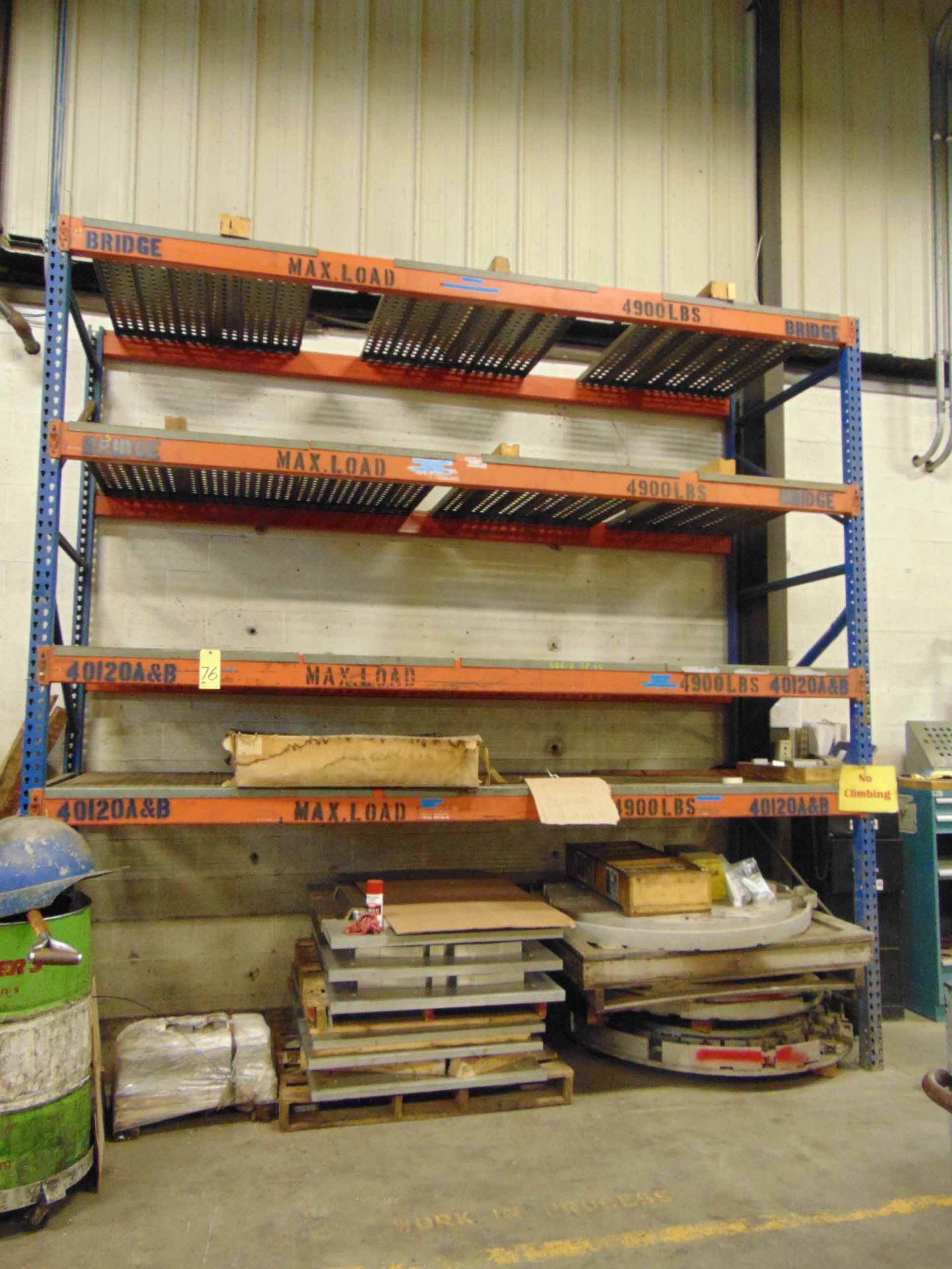PALLET RACK SECTION, 12' ht. x 12'W. x 4' dp. (contents not included)