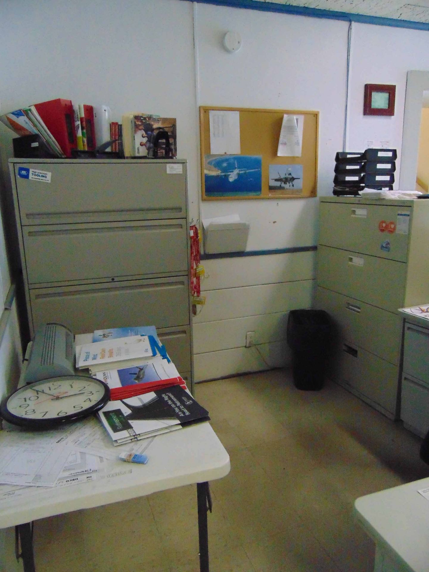 LOT CONTENTS OF OFFICE CUBICLE: (3) assorted lateral file cabinets, 2-door supply cabinet, glass - Image 2 of 4