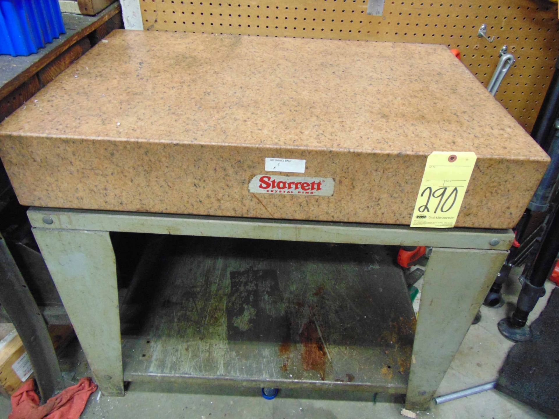 SURFACE PLATE, STARRETT, 36" x 24" x 6" thk., pink granite, w/stand