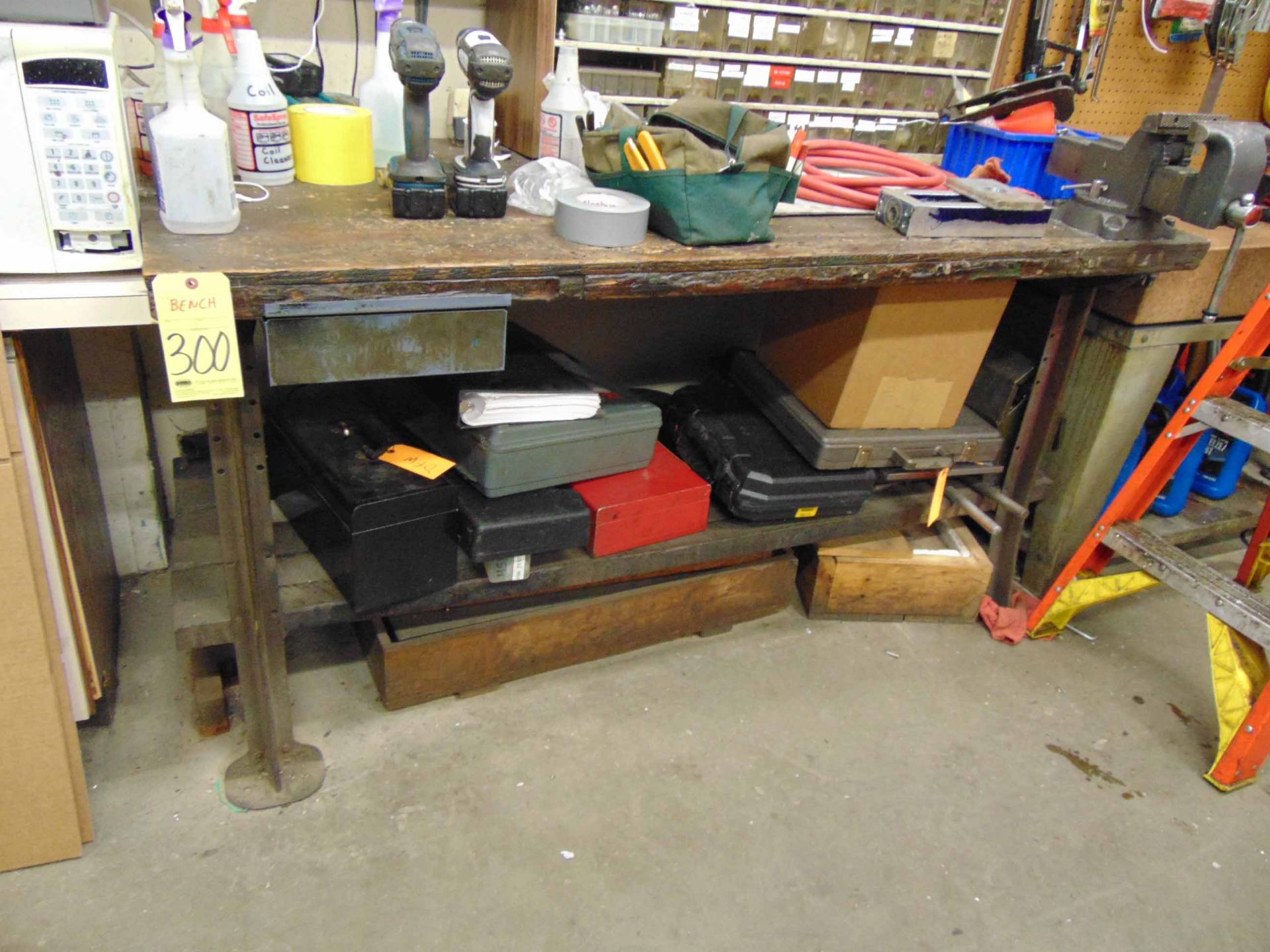 LOT OF WORKBENCHES (2), assorted, (1) w/vise