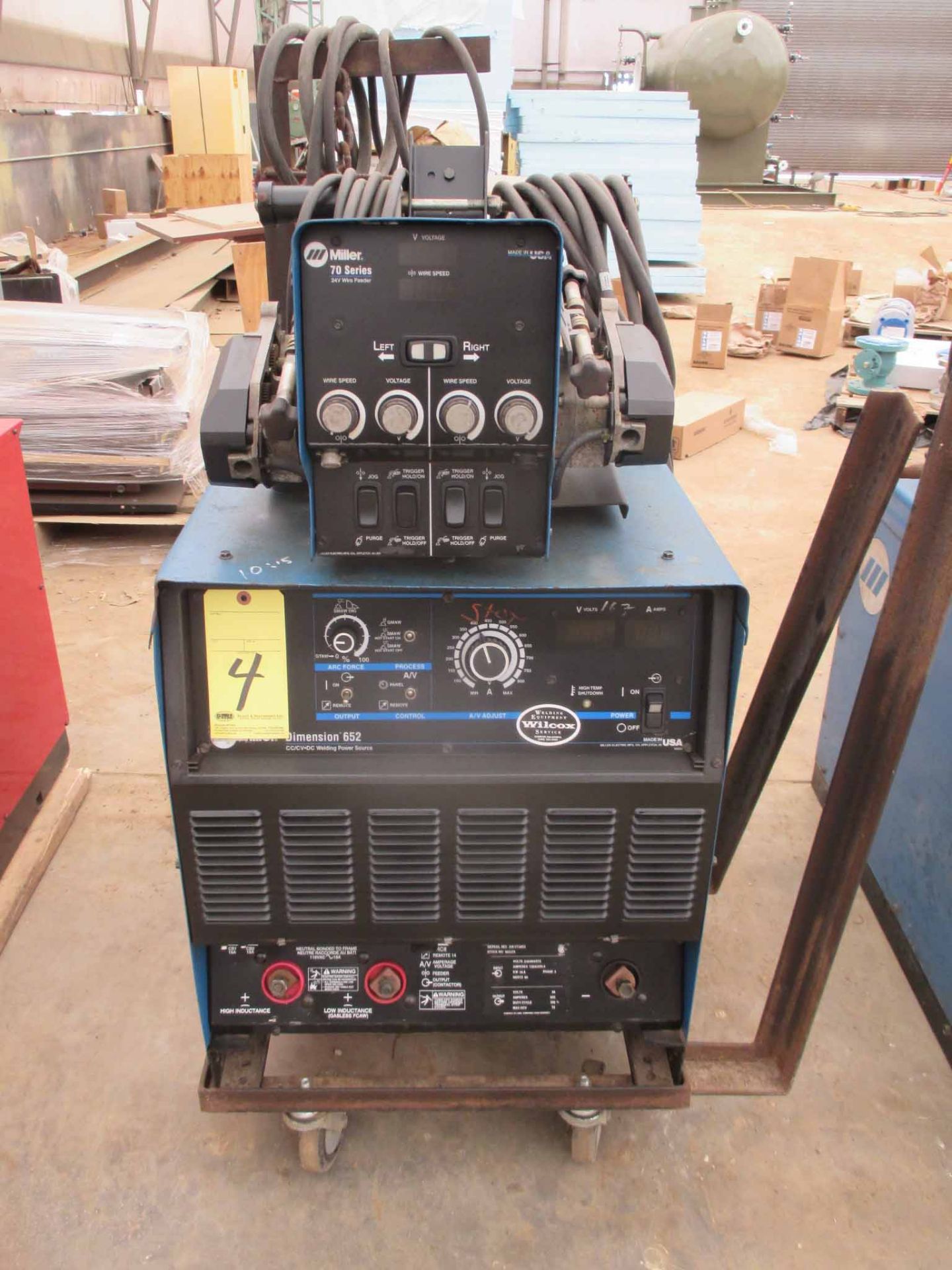 MIG WELDER, MILLER MDL. DIMENSION 652, 650 amps @ 44 v., 100% duty cycle, Miller 70 Series dual