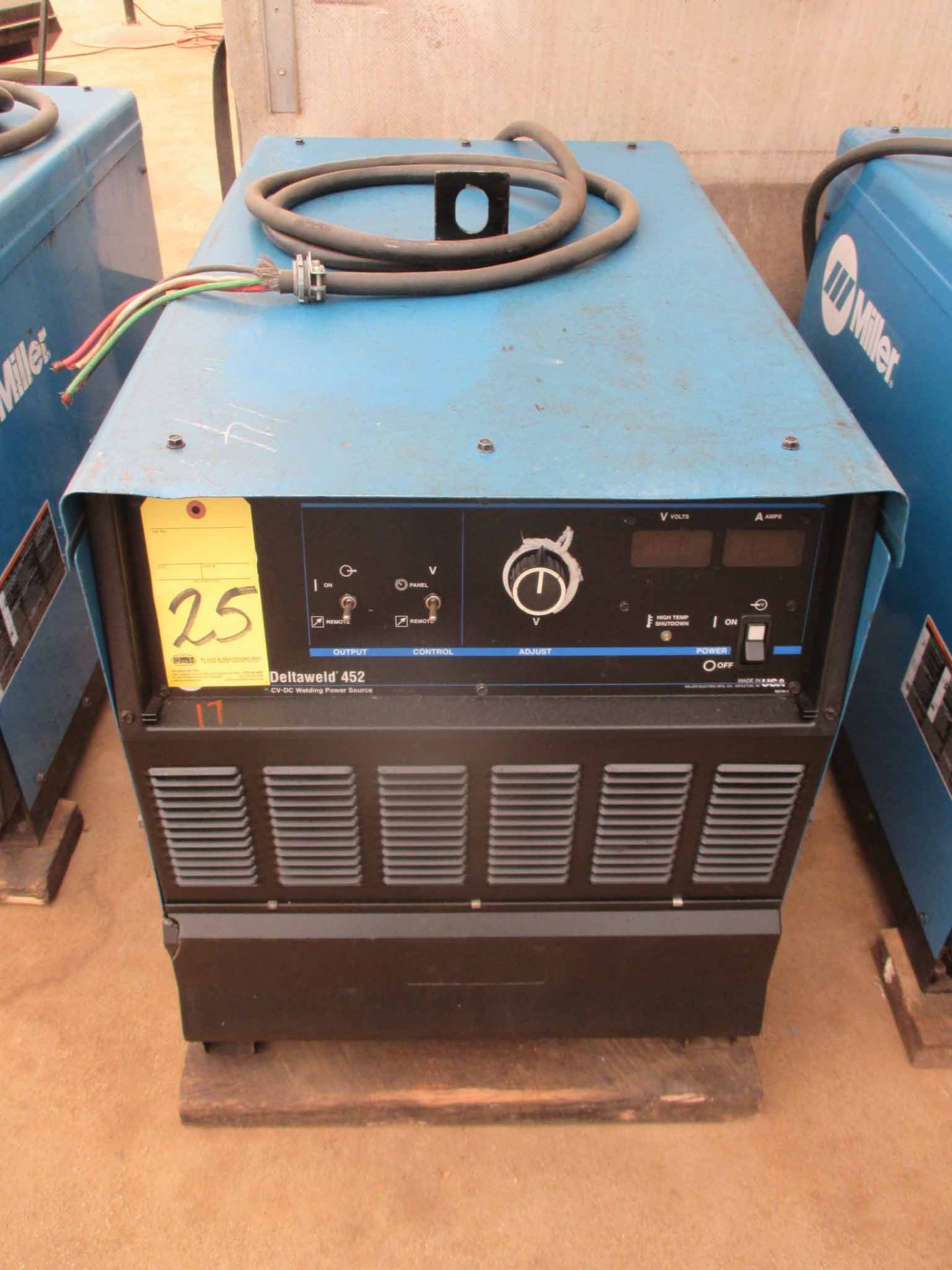 WELDING POWER SUPPLY, MILLER MDL. DELTAWELD 452, 450 amps @ 38 v., 100% duty cycle, S/N LJ120430C