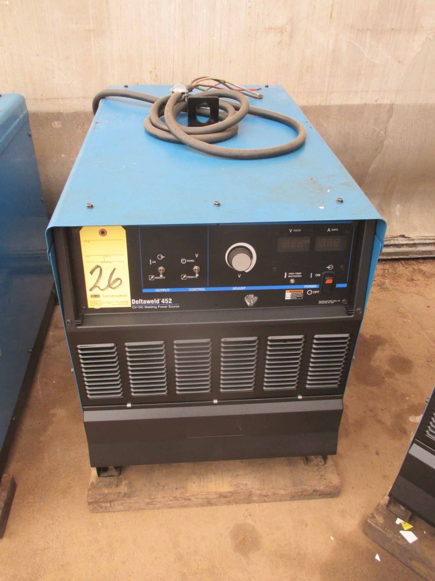 WELDING POWER SUPPLY, MILLER MDL. DELTAWELD 452, 450 amps @ 38 v., 100% duty cycle, S/N MC400335C