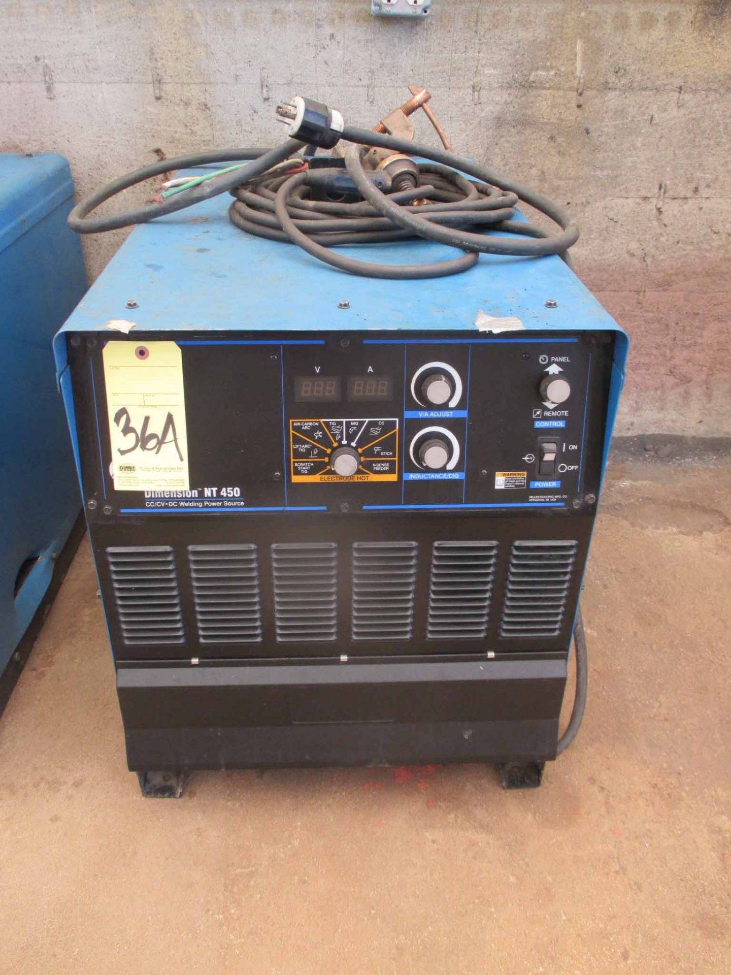 WELDING POWER SUPPLY, MILLER MDL. DIMENSION NT450, 450 amps @ 38 v., 100% duty cycle, S/N MC480087V