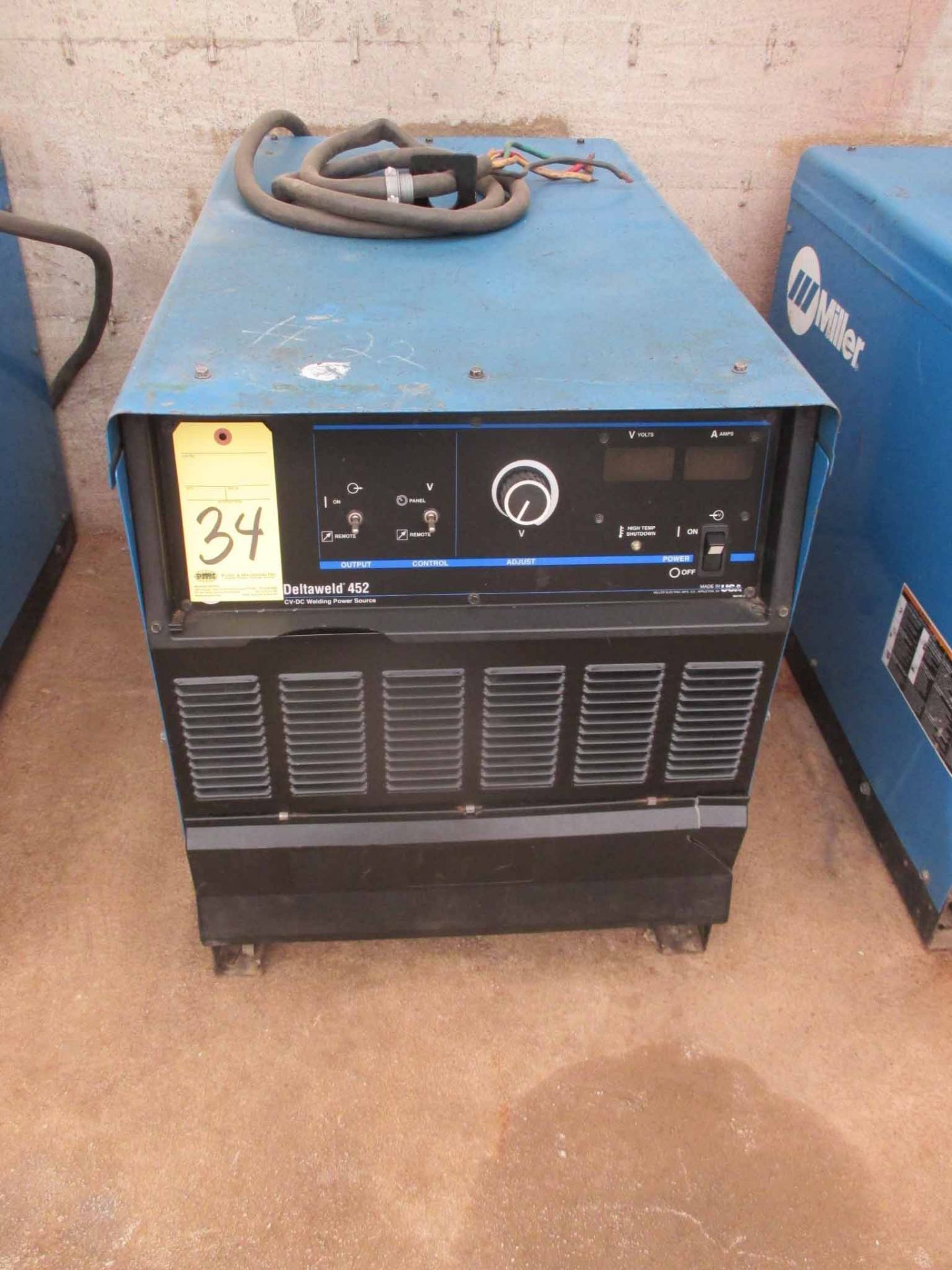 WELDING POWER SUPPLY, MILLER MDL. DELTAWELD 452, 450 amps @ 38 v., 100% duty cycle, S/N LJ130365C