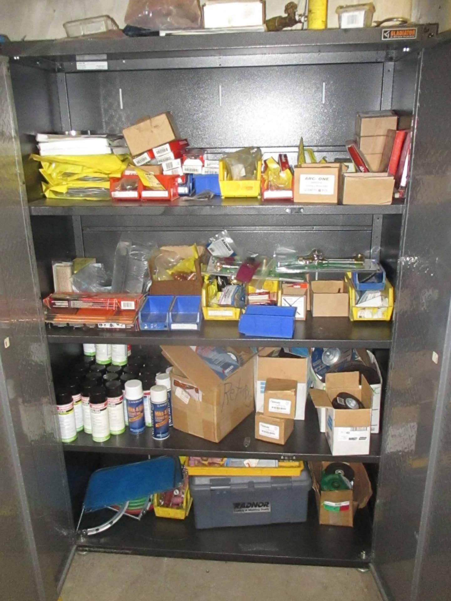 LOT CONSISTING OF: contents of cabinet, welding supplies, w/ cabinet - Image 2 of 2